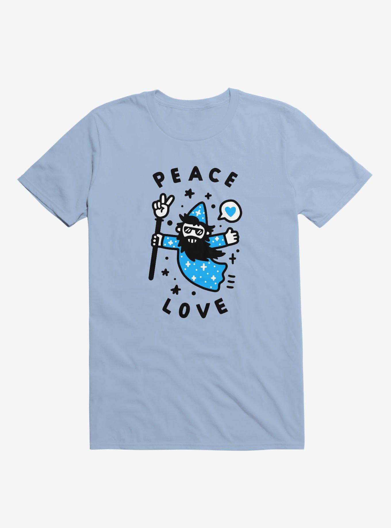 Coolest Wizard Peace Love Light Blue T-Shirt, LIGHT BLUE, hi-res