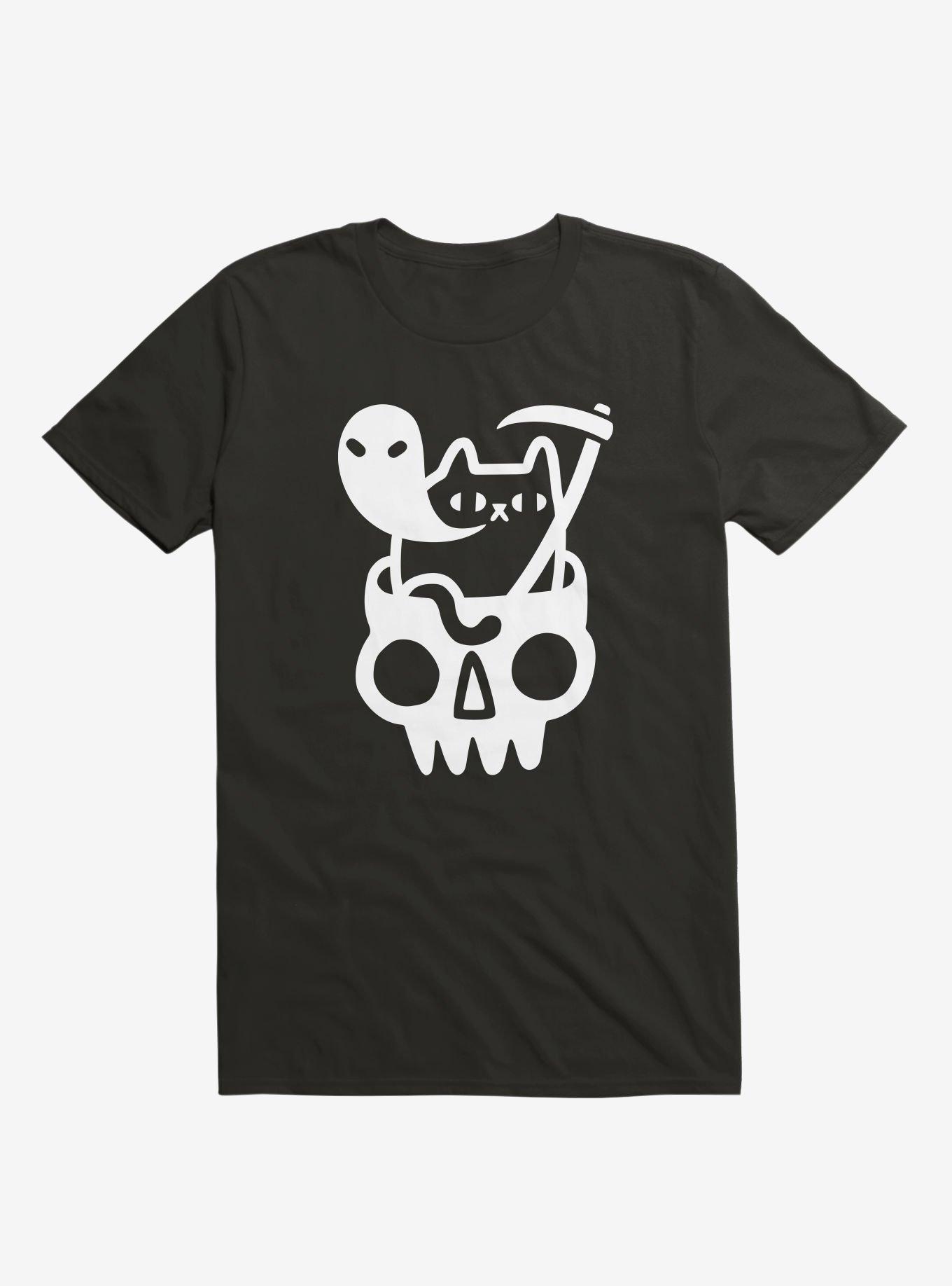 Doom Cat Black T-Shirt By Obinsun, BLACK, hi-res