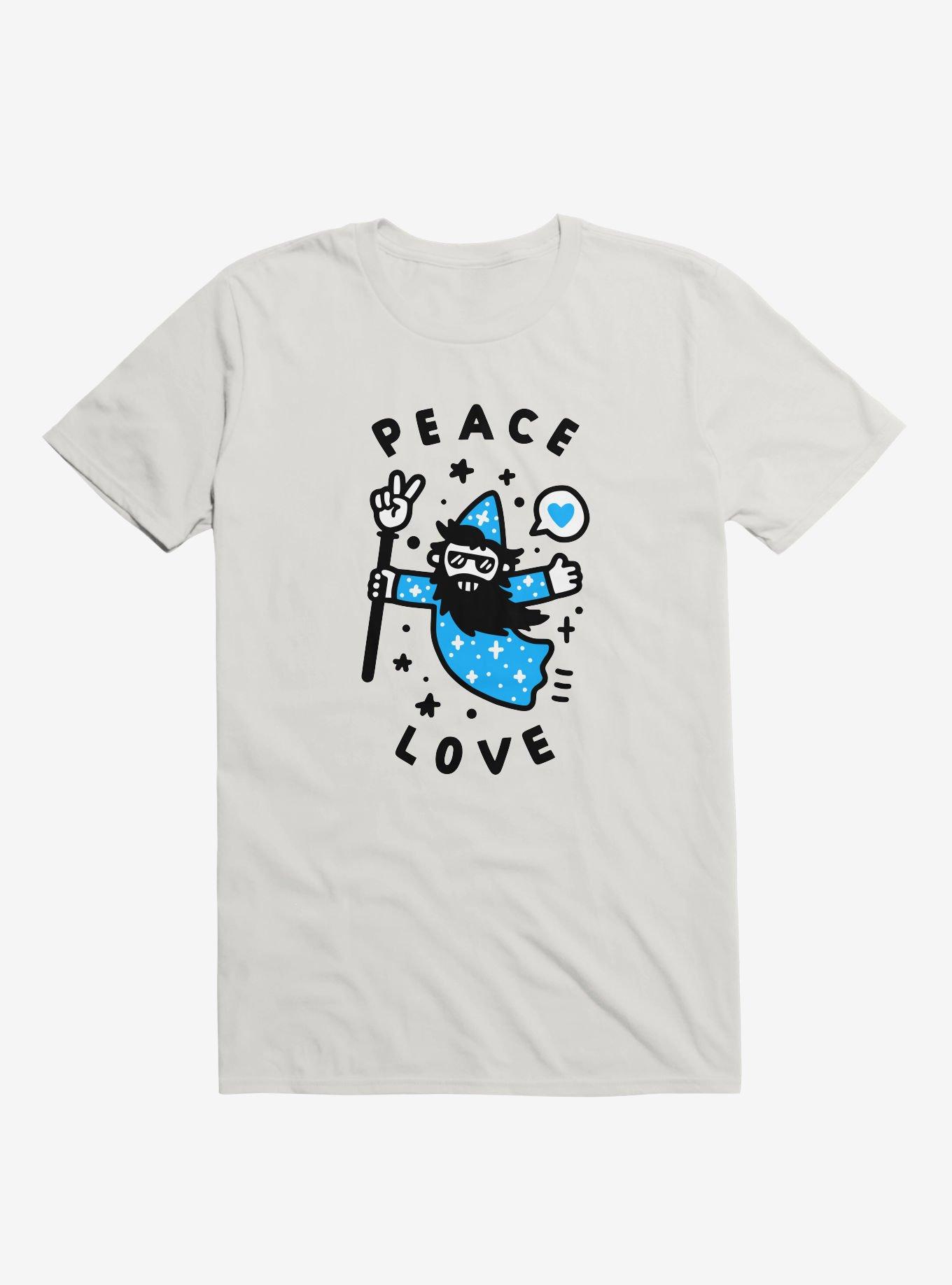 Coolest Wizard Peace Love White T-Shirt, WHITE, hi-res