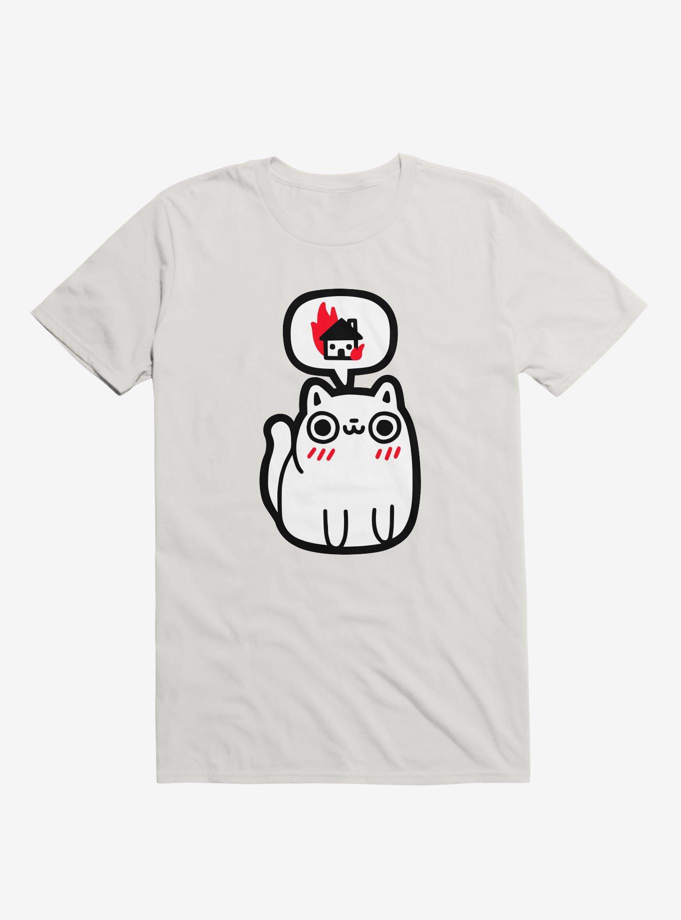 Dreaming Of Destruction Cat White T-Shirt, WHITE, hi-res