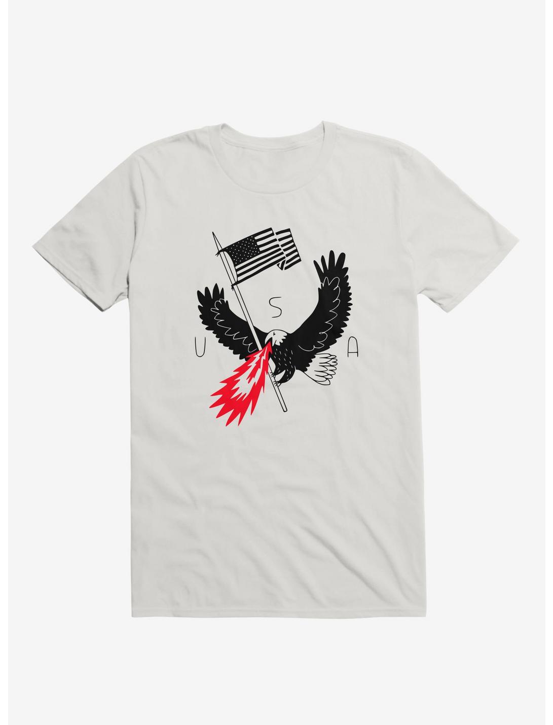 Fire Breathing Bald Eagle Of Patriotism White T-Shirt, WHITE, hi-res