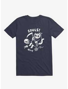 Death Cat Navy Blue T-Shirt, , hi-res