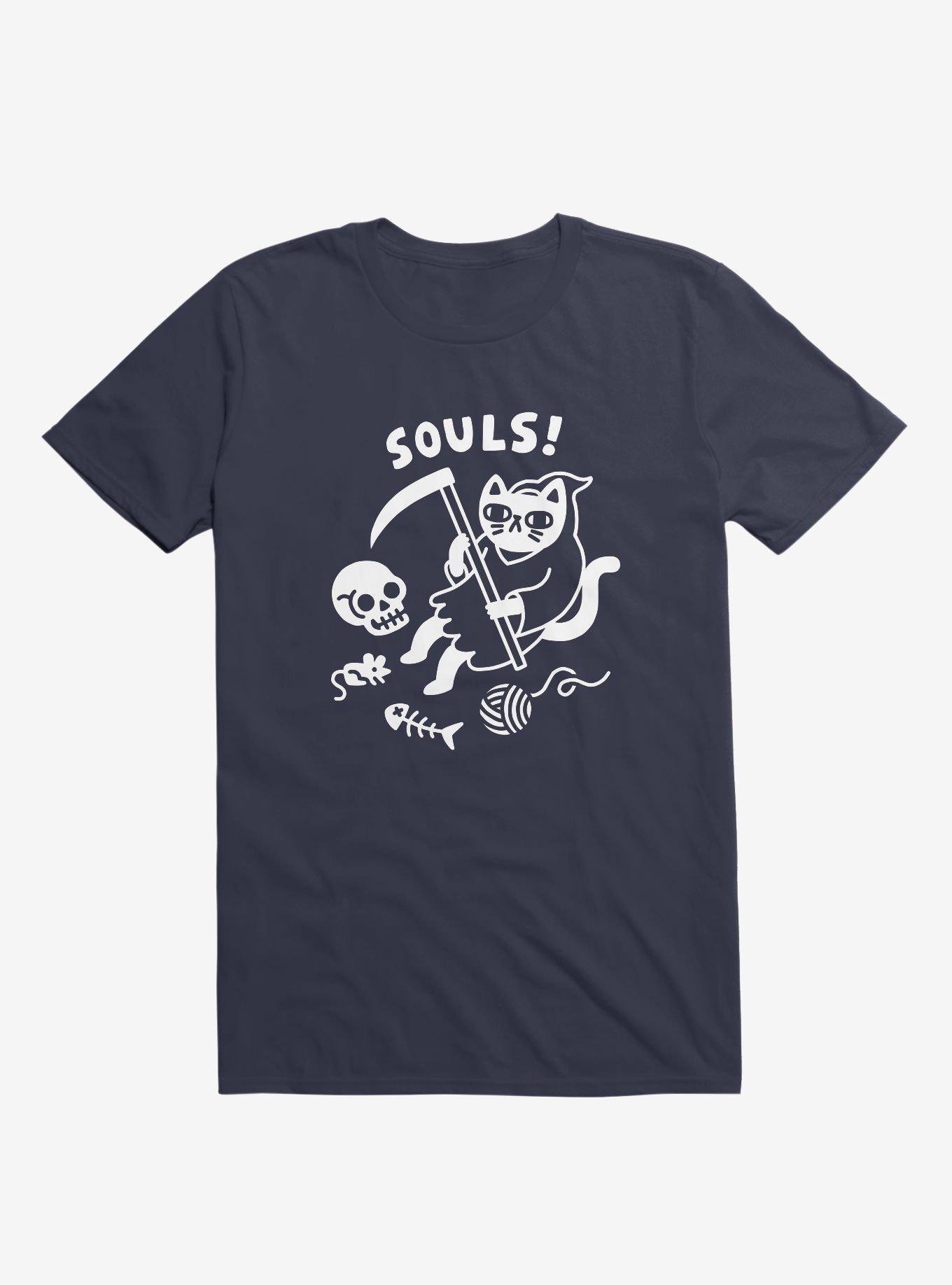 Death Cat Navy Blue T-Shirt, , hi-res