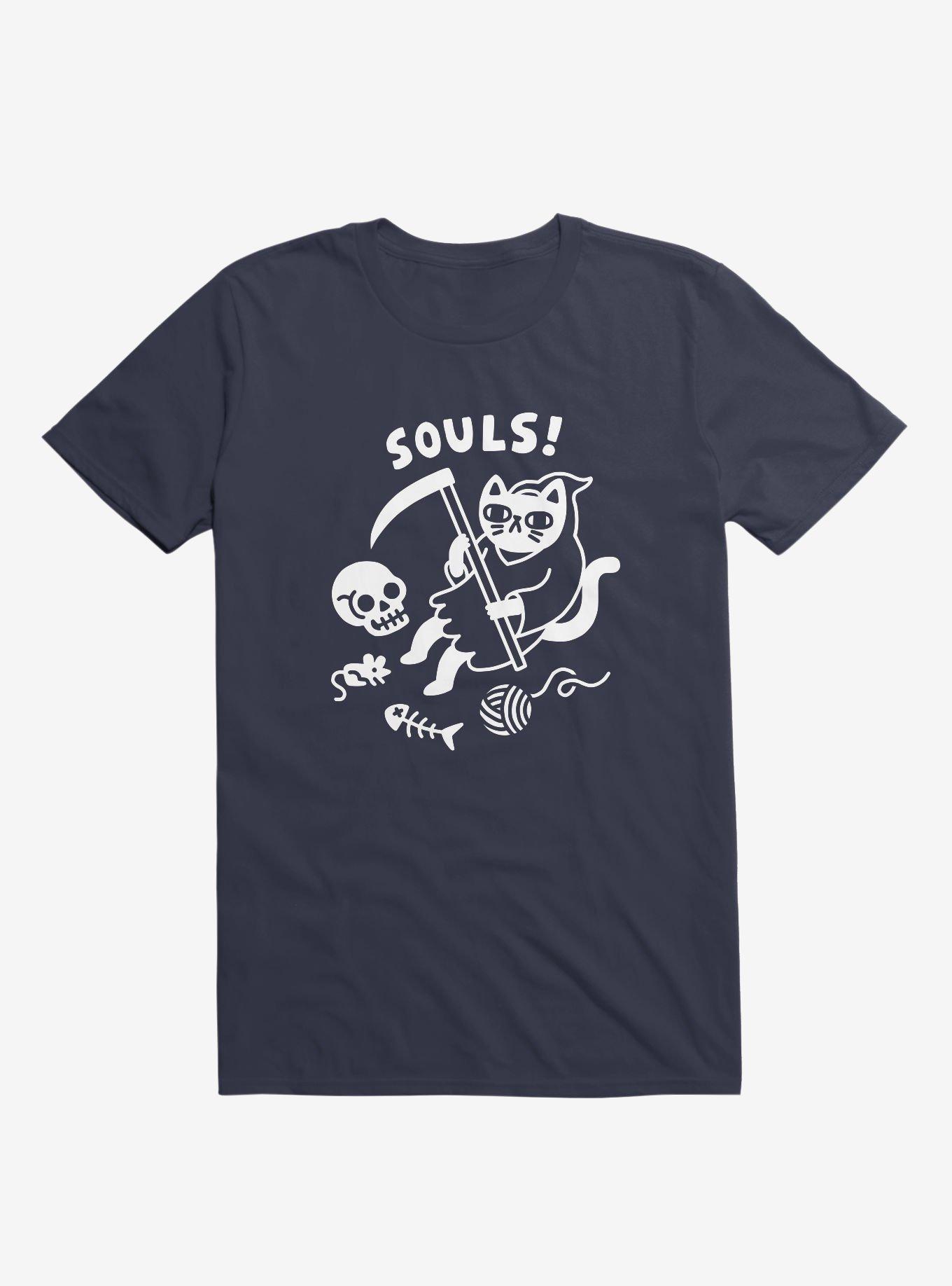 Death Cat Navy Blue T-Shirt, NAVY, hi-res