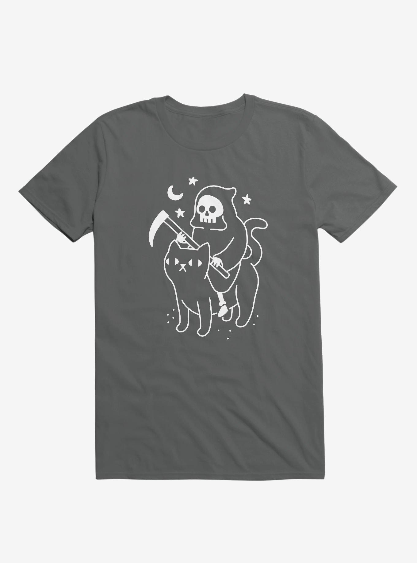 Death Rides A Black Cat Asphalt Grey T-Shirt, ASPHALT, hi-res