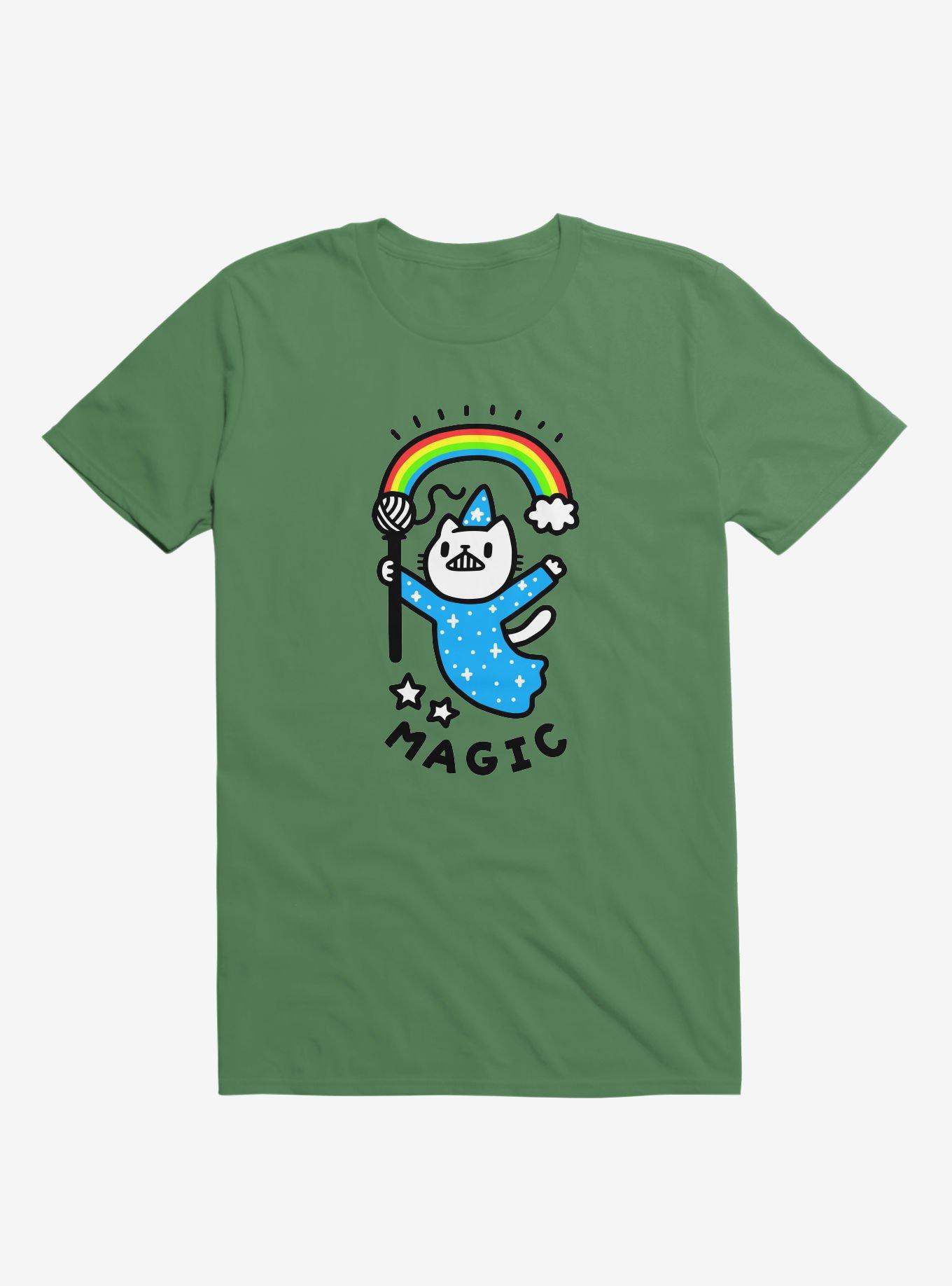 Magical Wizard Cat T-Shirt, KELLY GREEN, hi-res