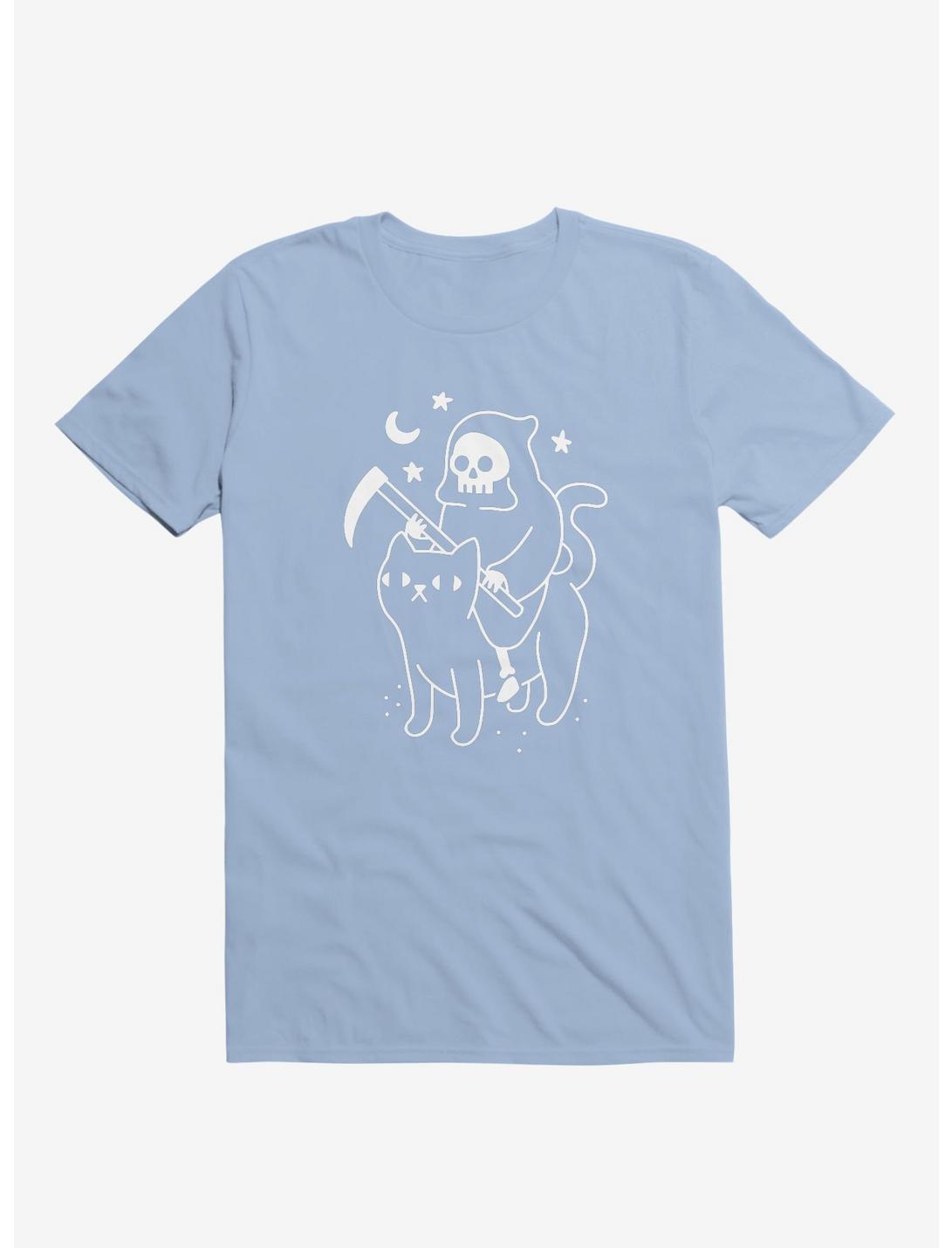Death Rides A Black Cat Light Blue T-Shirt, LIGHT BLUE, hi-res