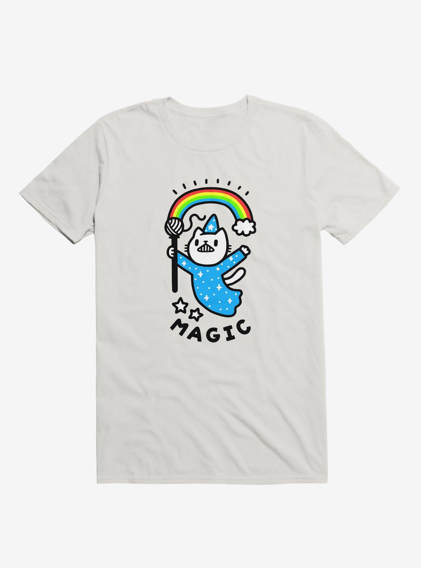 Magical Wizard Cat White T-Shirt, , hi-res