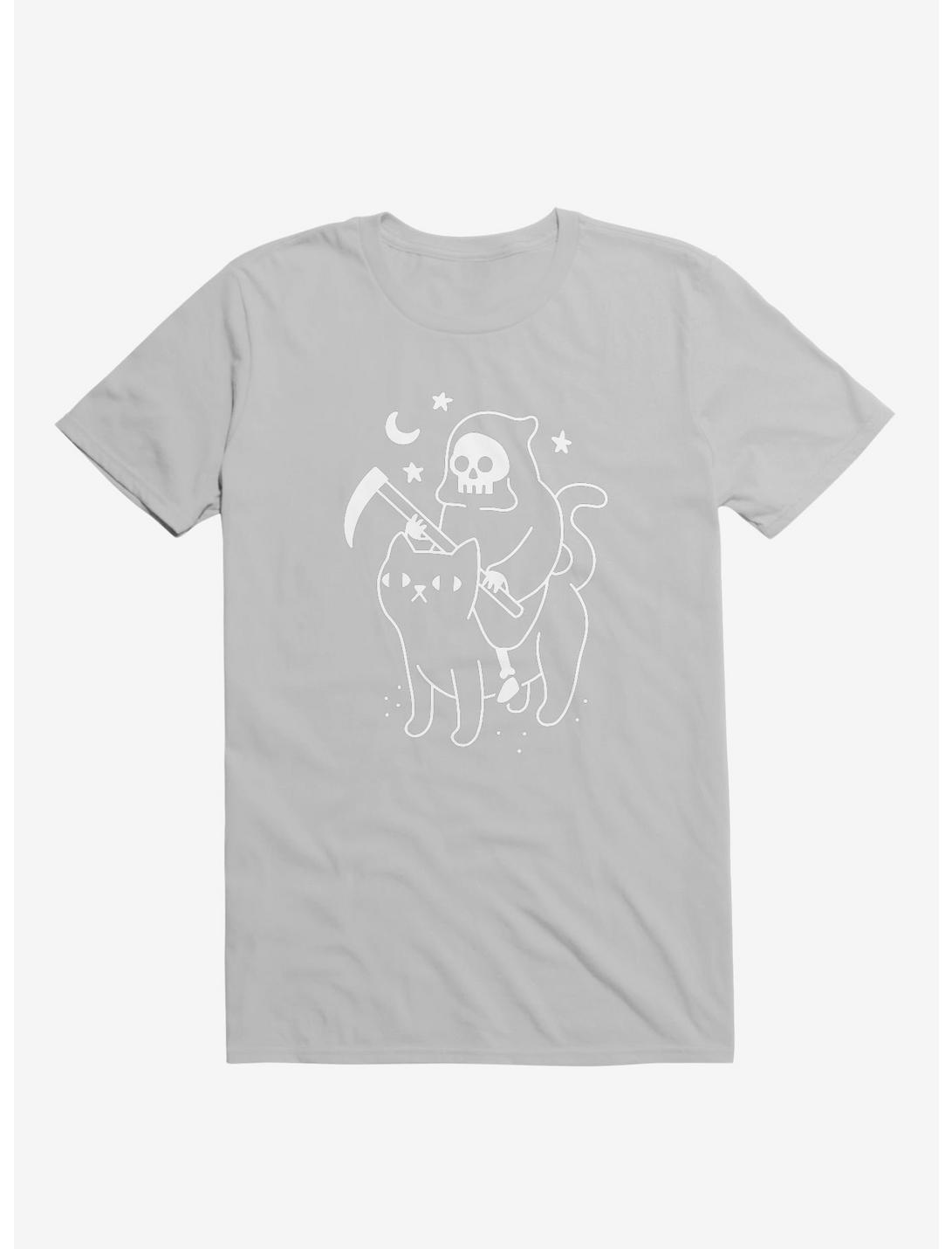 Death Rides A Black Cat Silver T-Shirt, SILVER, hi-res