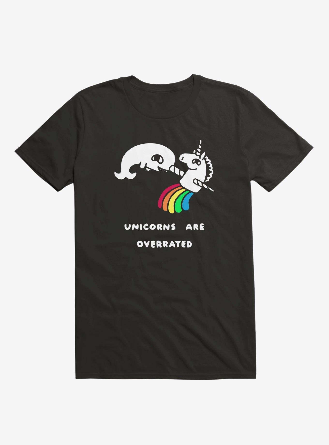 Unicorns Are Overrated Black T-Shirt, , hi-res