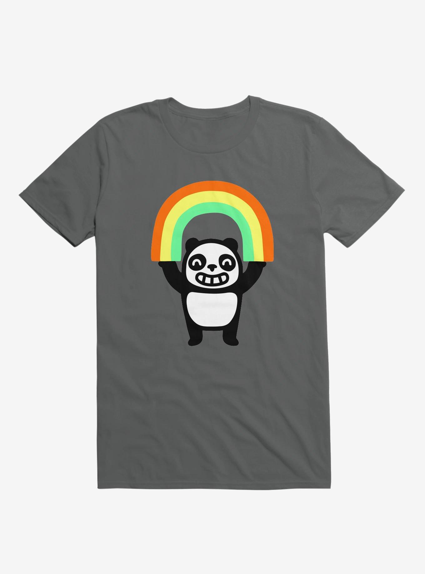 Panda Found A Rainbow Asphalt Grey T-Shirt, , hi-res