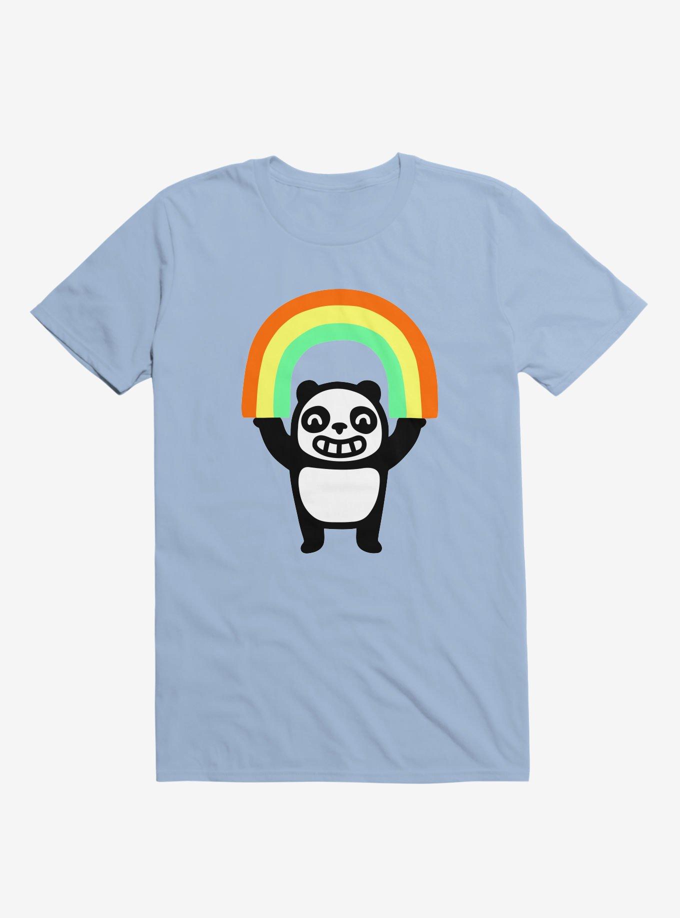 Panda Found A Rainbow Light Blue T-Shirt, , hi-res