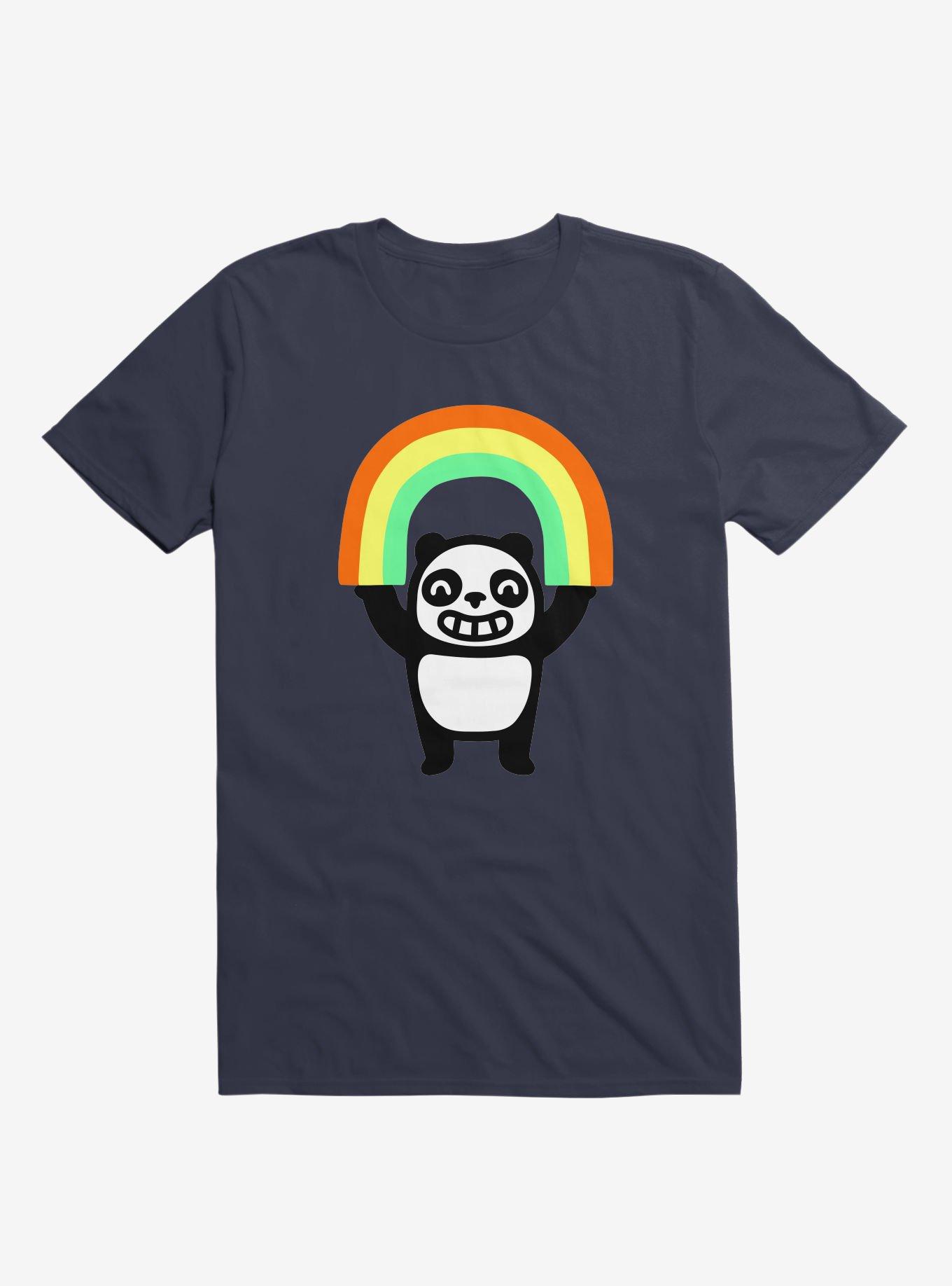 Panda Found A Rainbow Navy Blue T-Shirt