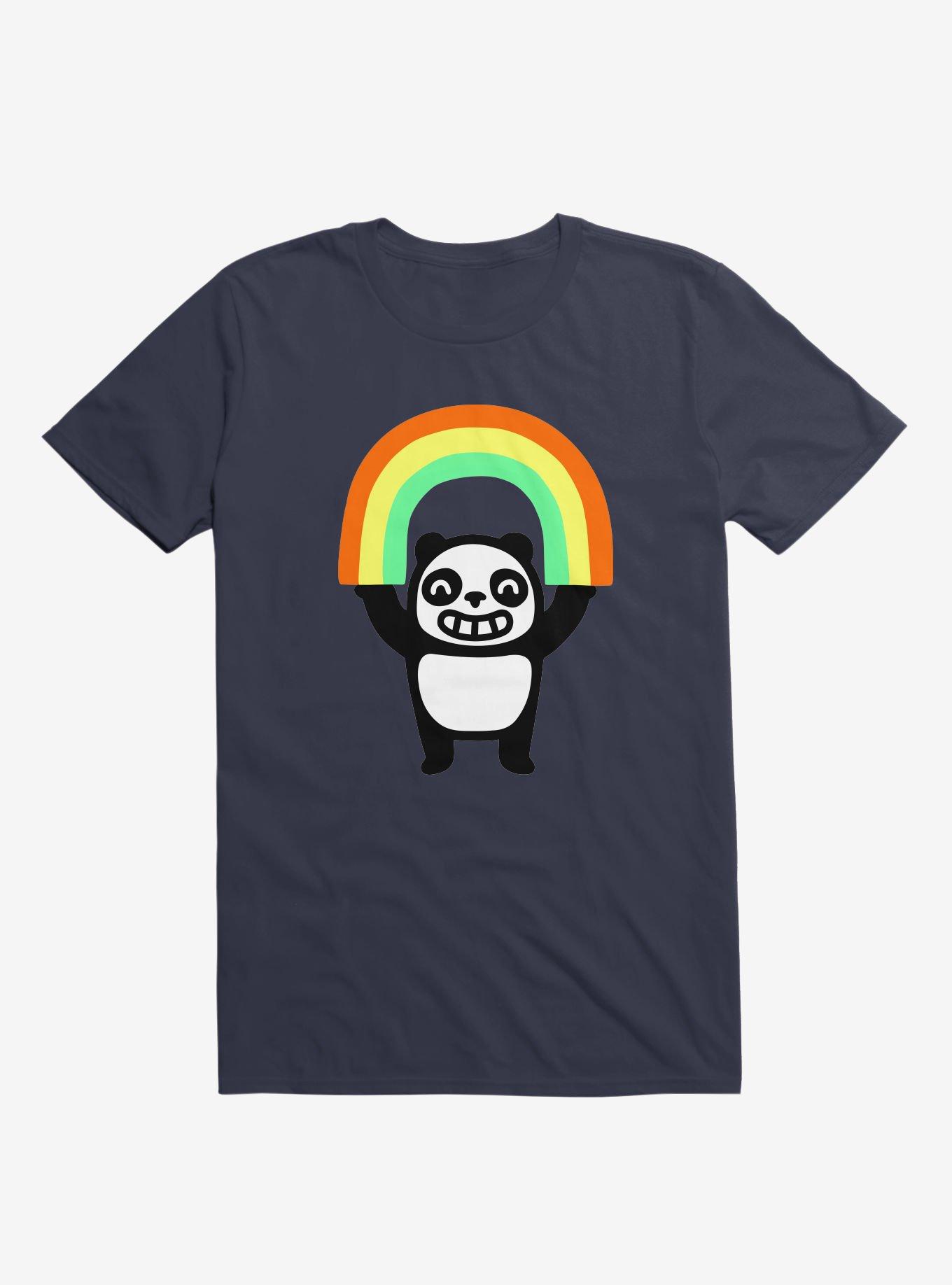 Panda Found A Rainbow Navy Blue T-Shirt, , hi-res