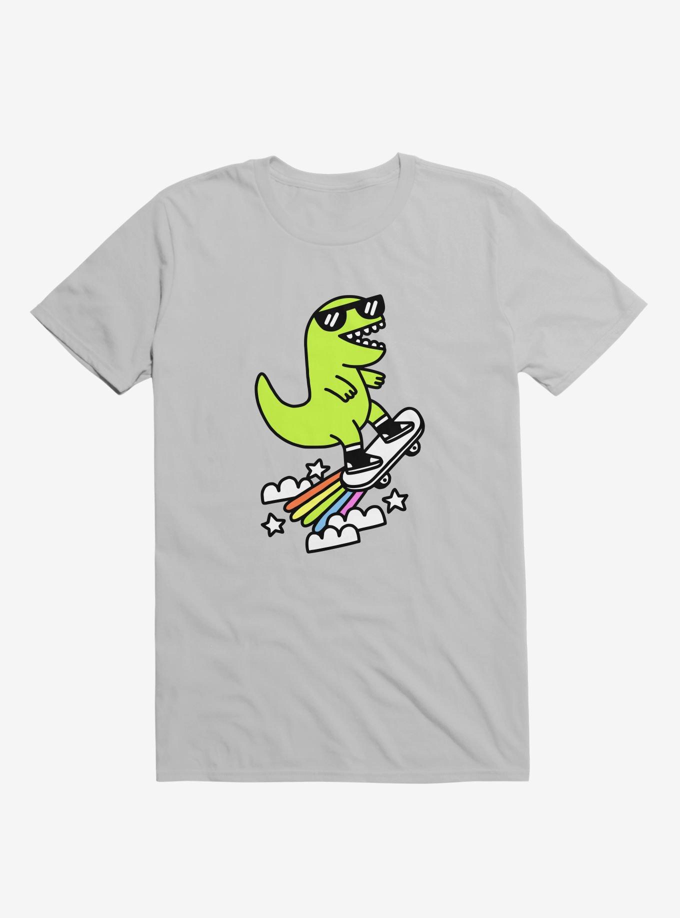 Rad Rex Skateboard Silver T-Shirt, SILVER, hi-res