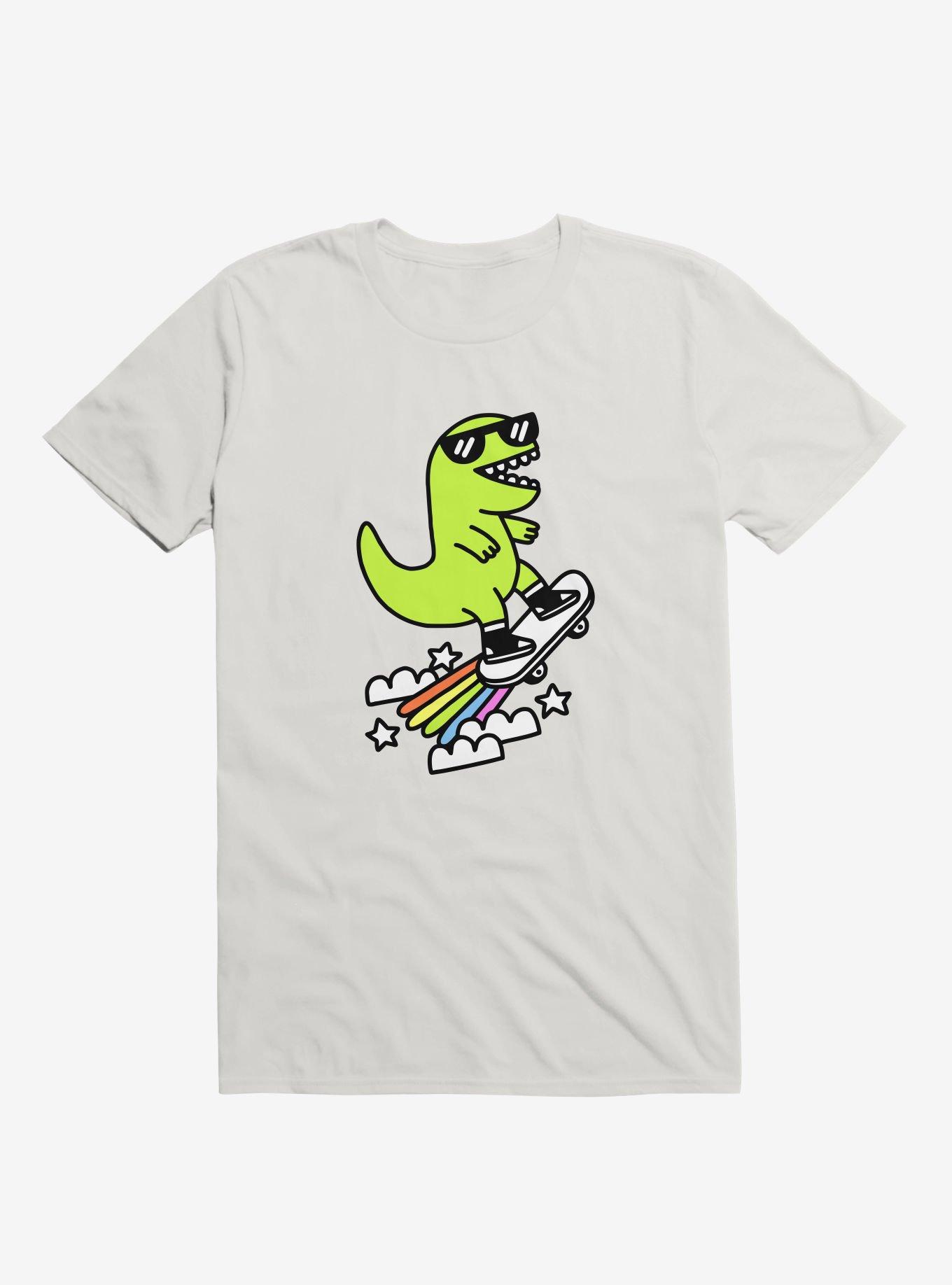 Rad Rex Skateboard White T-Shirt, WHITE, hi-res