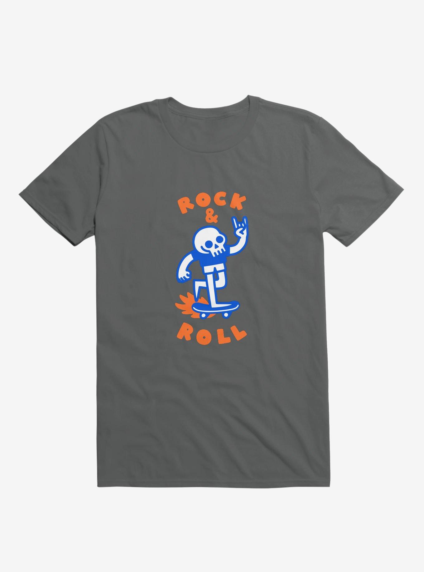 Rock & Roll Skull Asphalt Grey T-Shirt, , hi-res