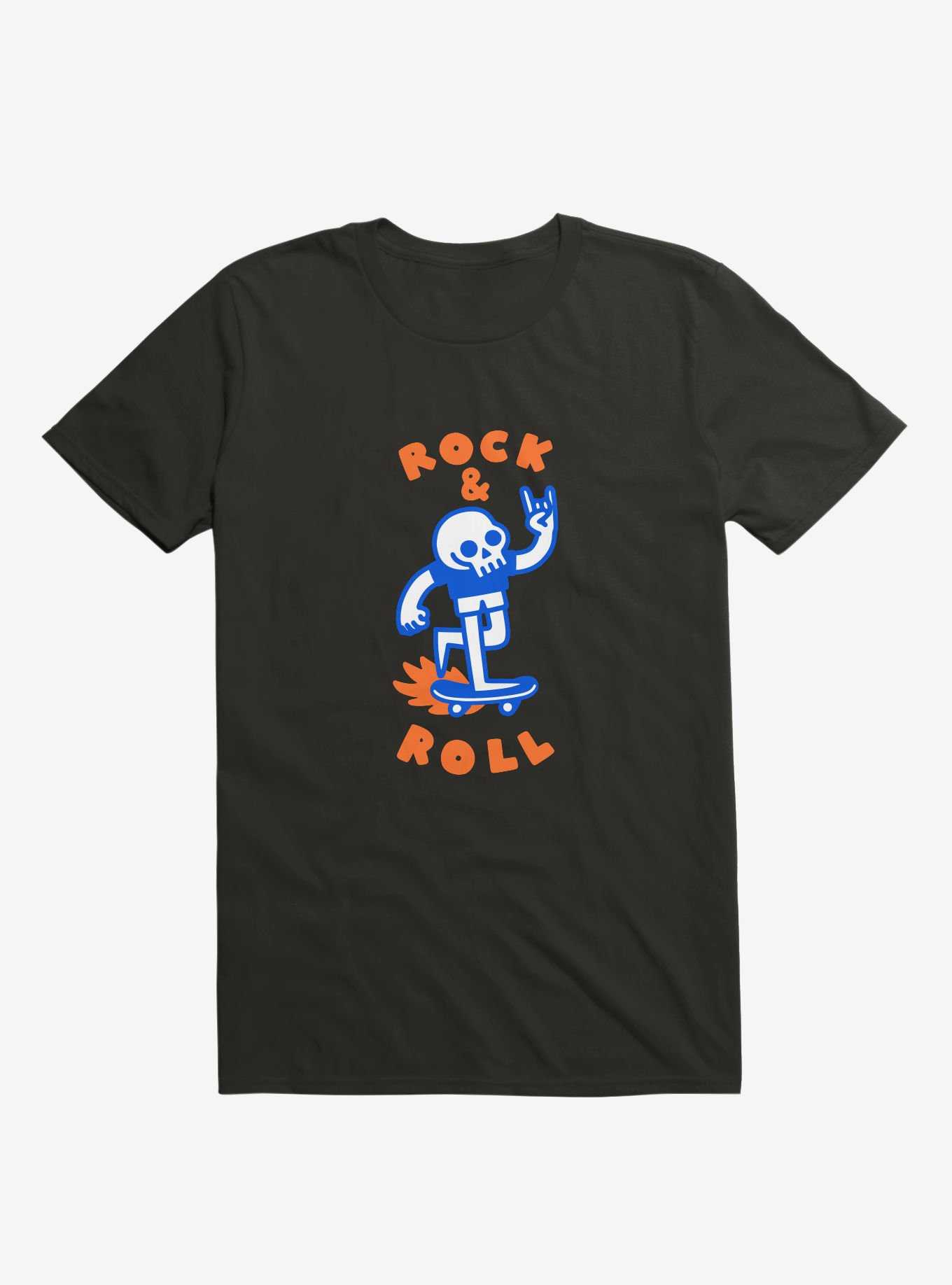 Rock & Roll Skull Black T-Shirt, , hi-res