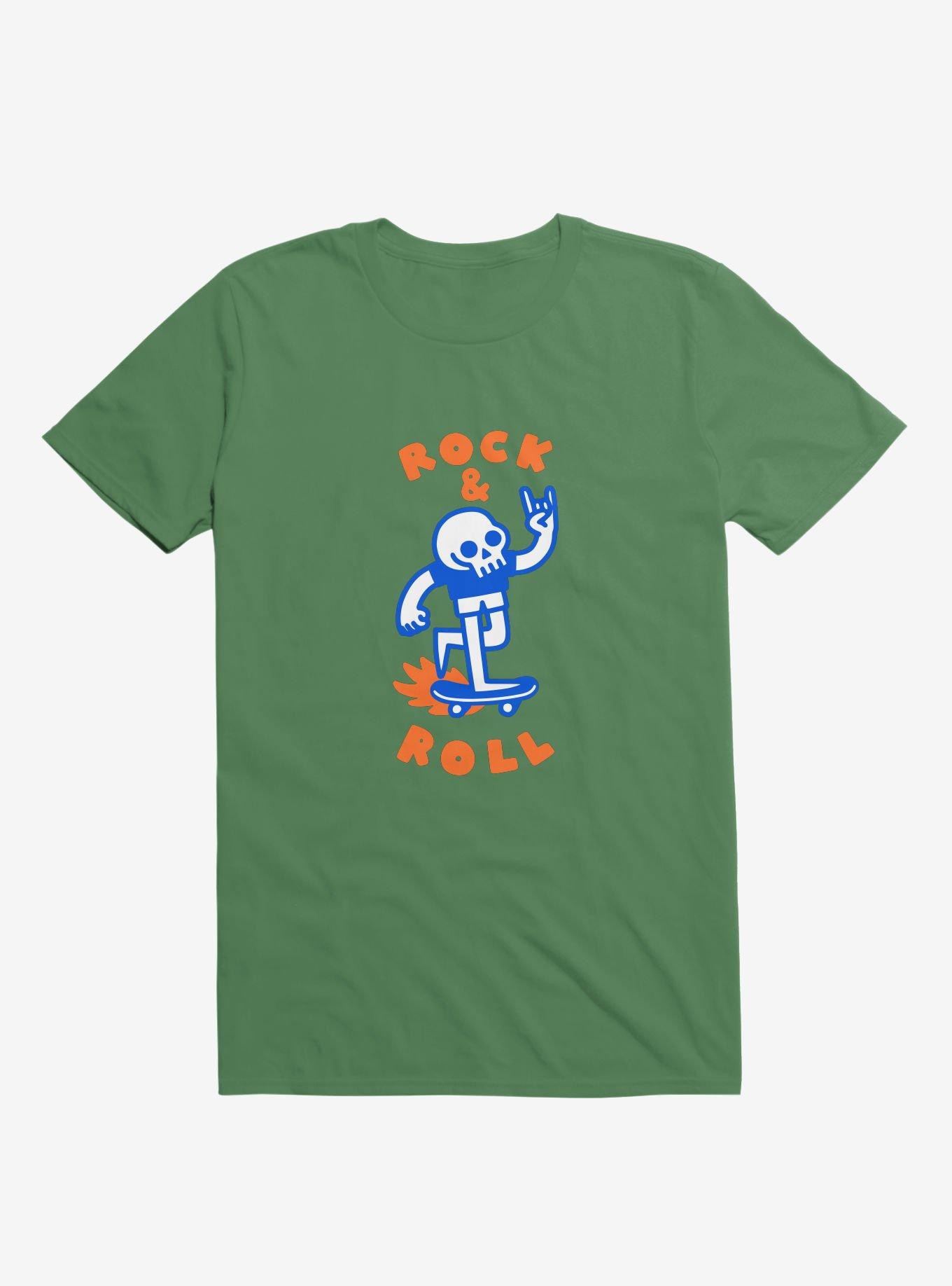 Rock & Roll Skull Kelly Green T-Shirt, KELLY GREEN, hi-res