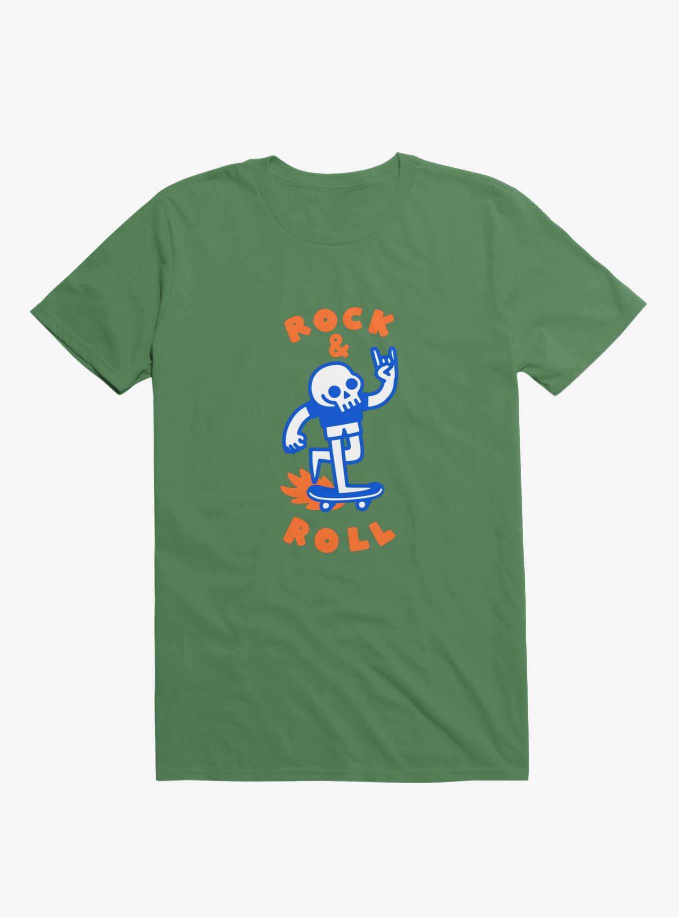 Rock & Roll Skull Kelly Green T-Shirt, , hi-res