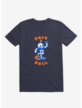 Rock & Roll Skull Navy Blue T-Shirt, , hi-res