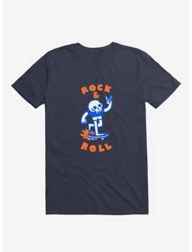 Rock & Roll Skull Navy Blue T-Shirt, , hi-res