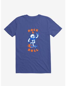 Rock & Roll Skull Royal Blue T-Shirt, , hi-res