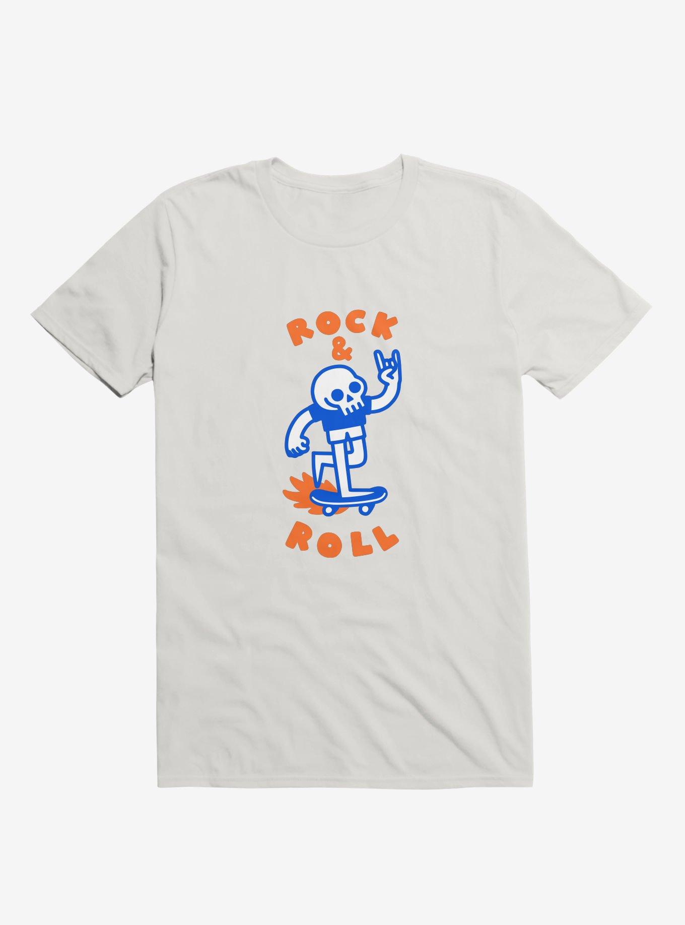 Rock & Roll Skull White T-Shirt, , hi-res