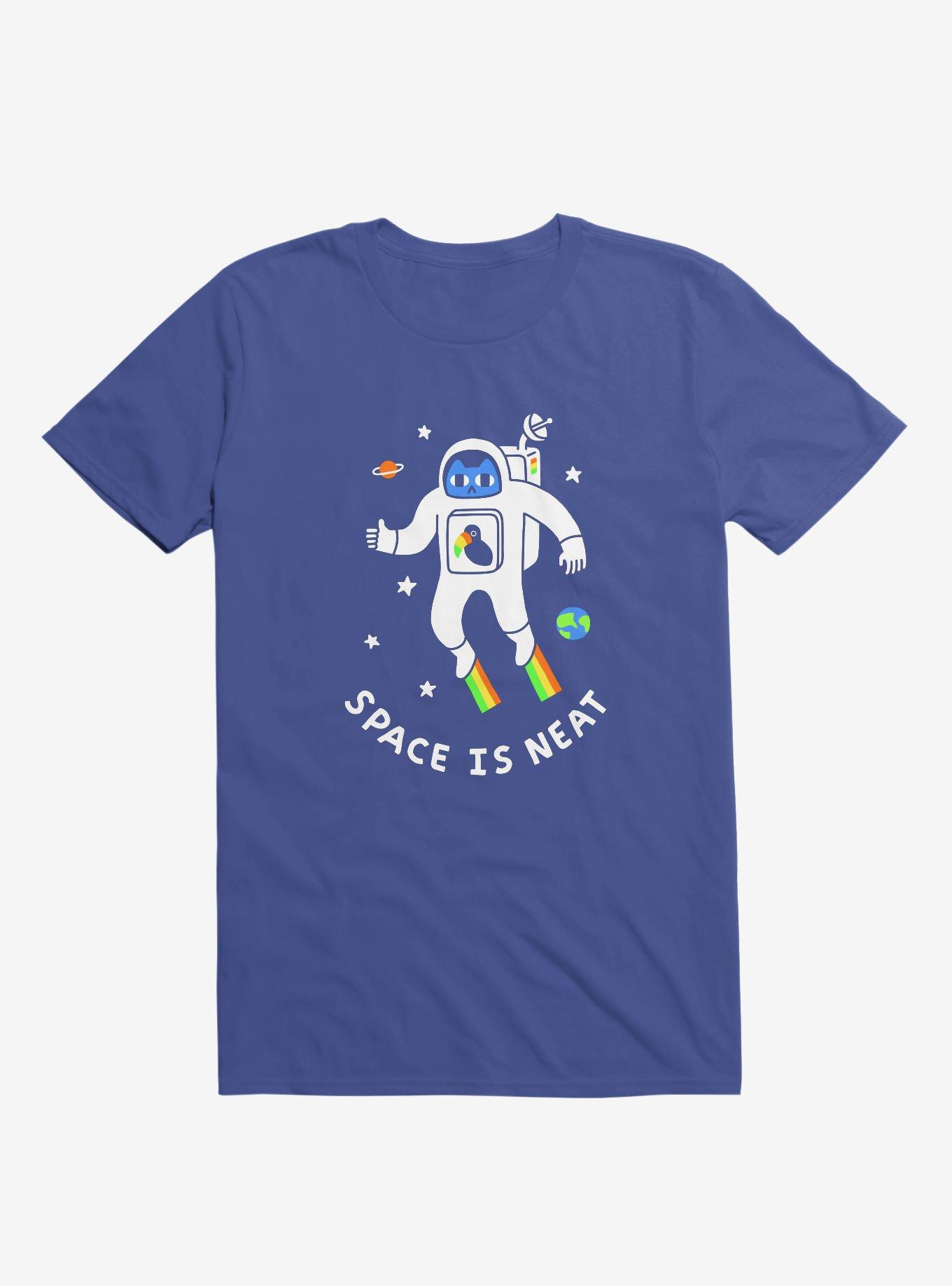 Space Is Neat Cat Astronaut Royal Blue T-Shirt, ROYAL, hi-res