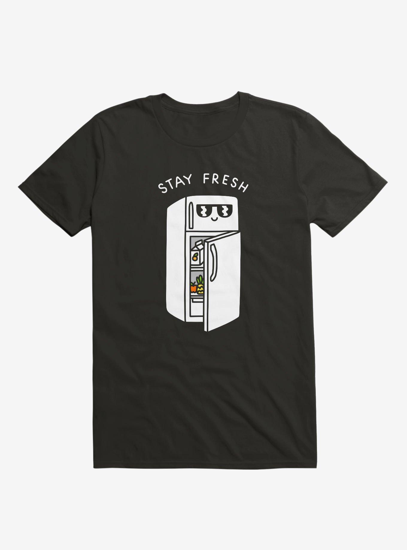 Stay Fresh Refrigerator Black T-Shirt, BLACK, hi-res