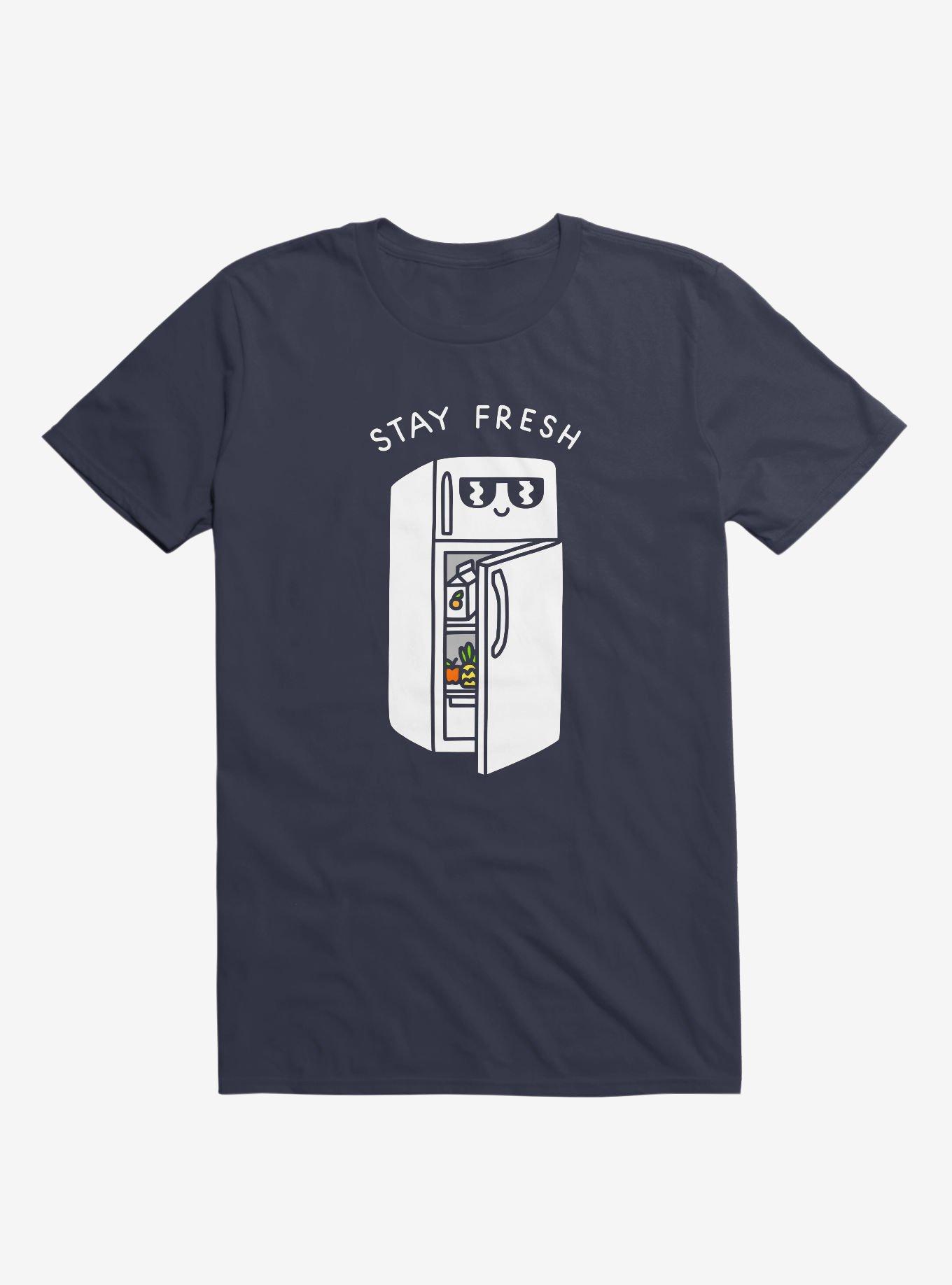 Stay Fresh Refrigerator Navy Blue T-Shirt, NAVY, hi-res
