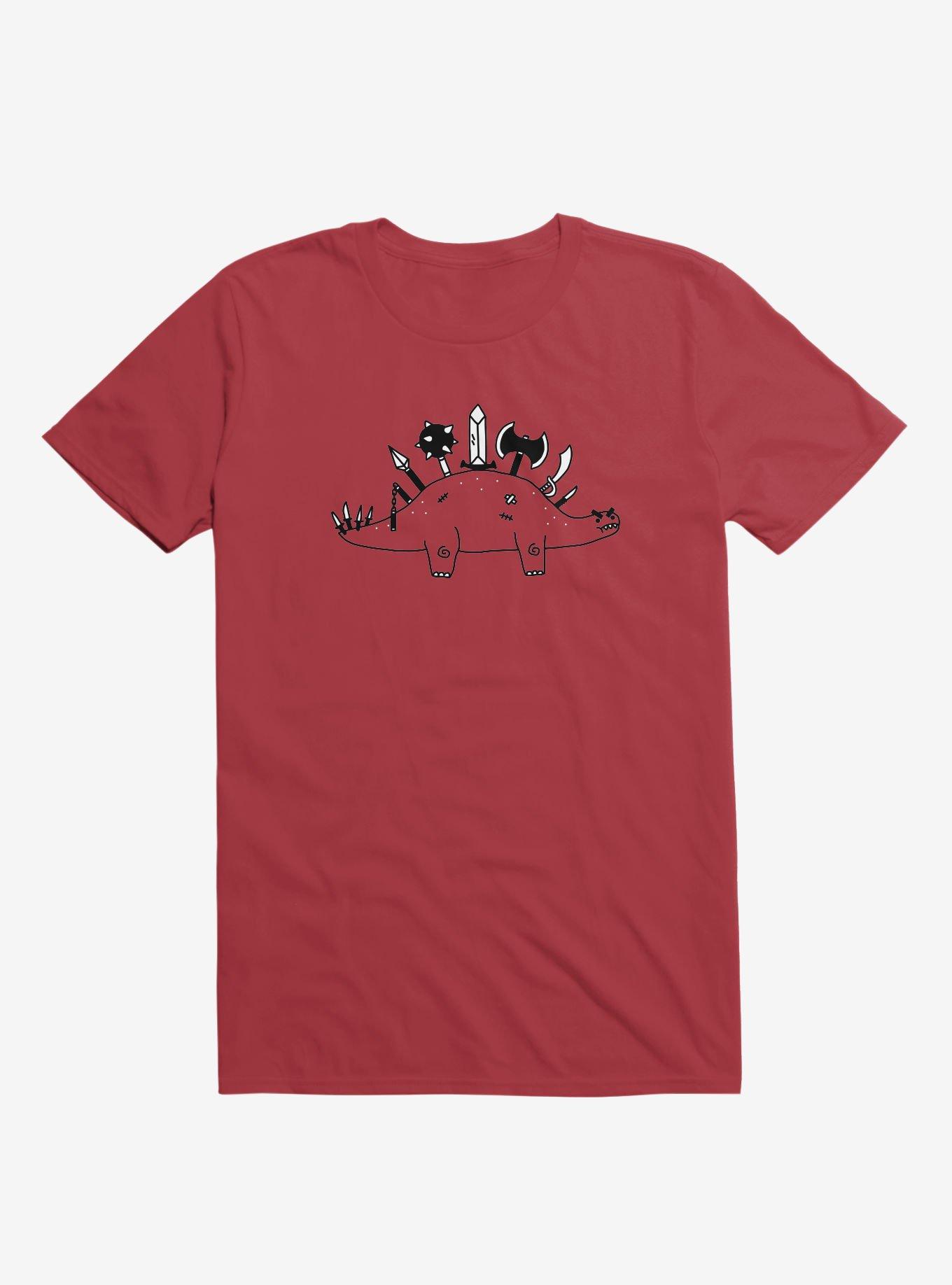 The Best Defense Is A Good Offense Dinosaur Red T-Shirt, RED, hi-res