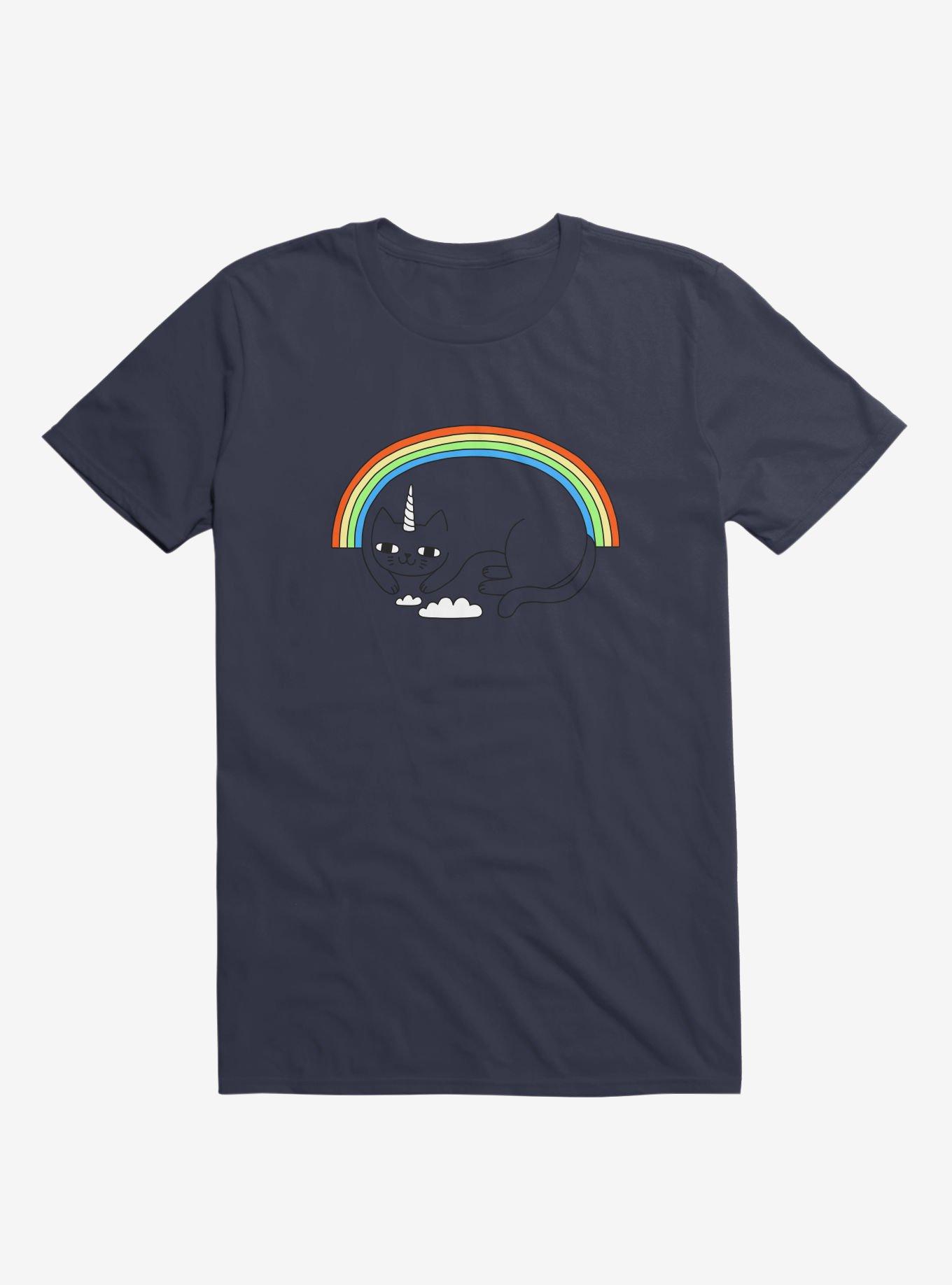 Unicat Unicorn Cat Navy Blue T-Shirt, NAVY, hi-res