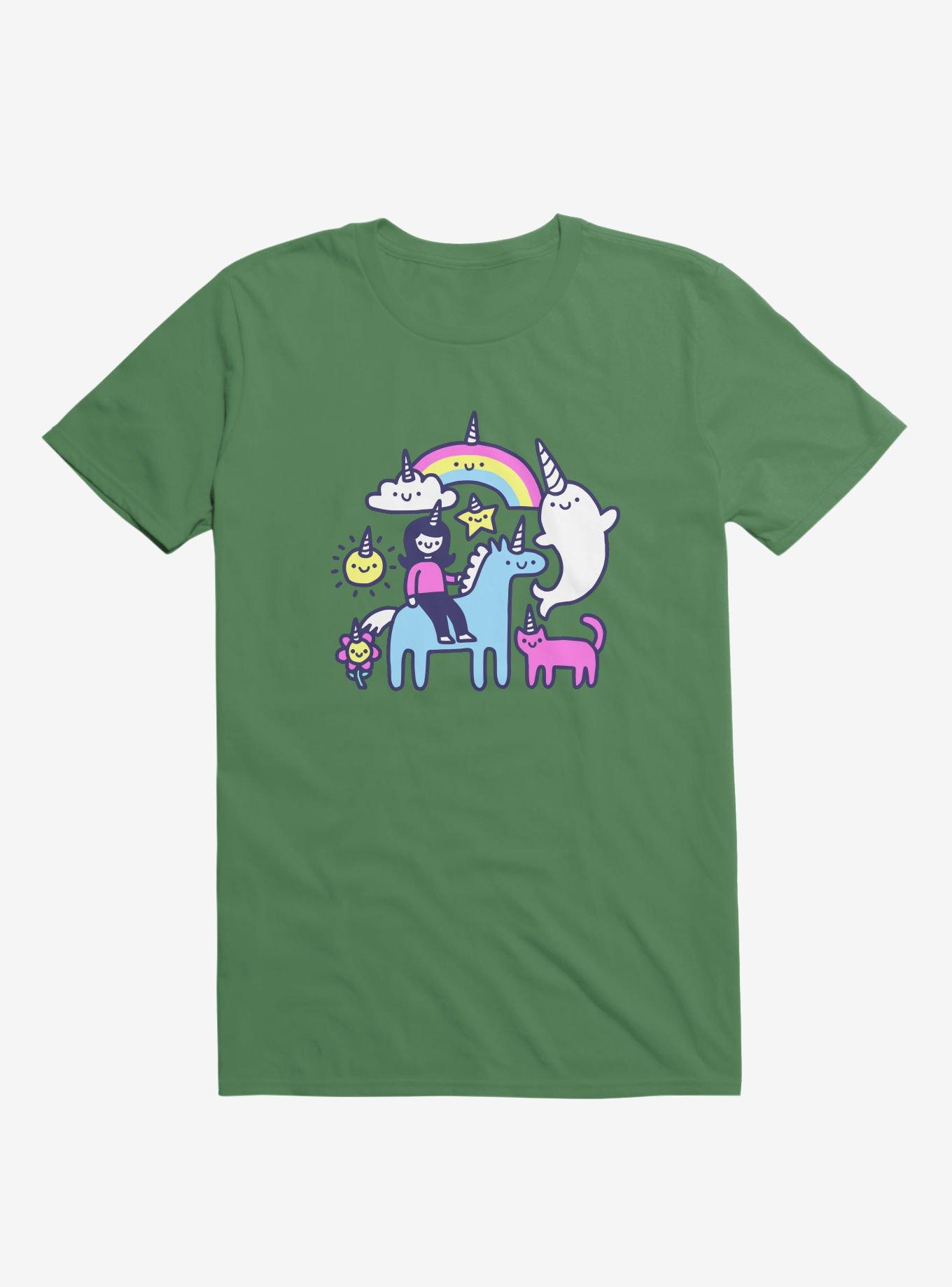 Unicorns Everywhere! Kelly Green T-Shirt, , hi-res