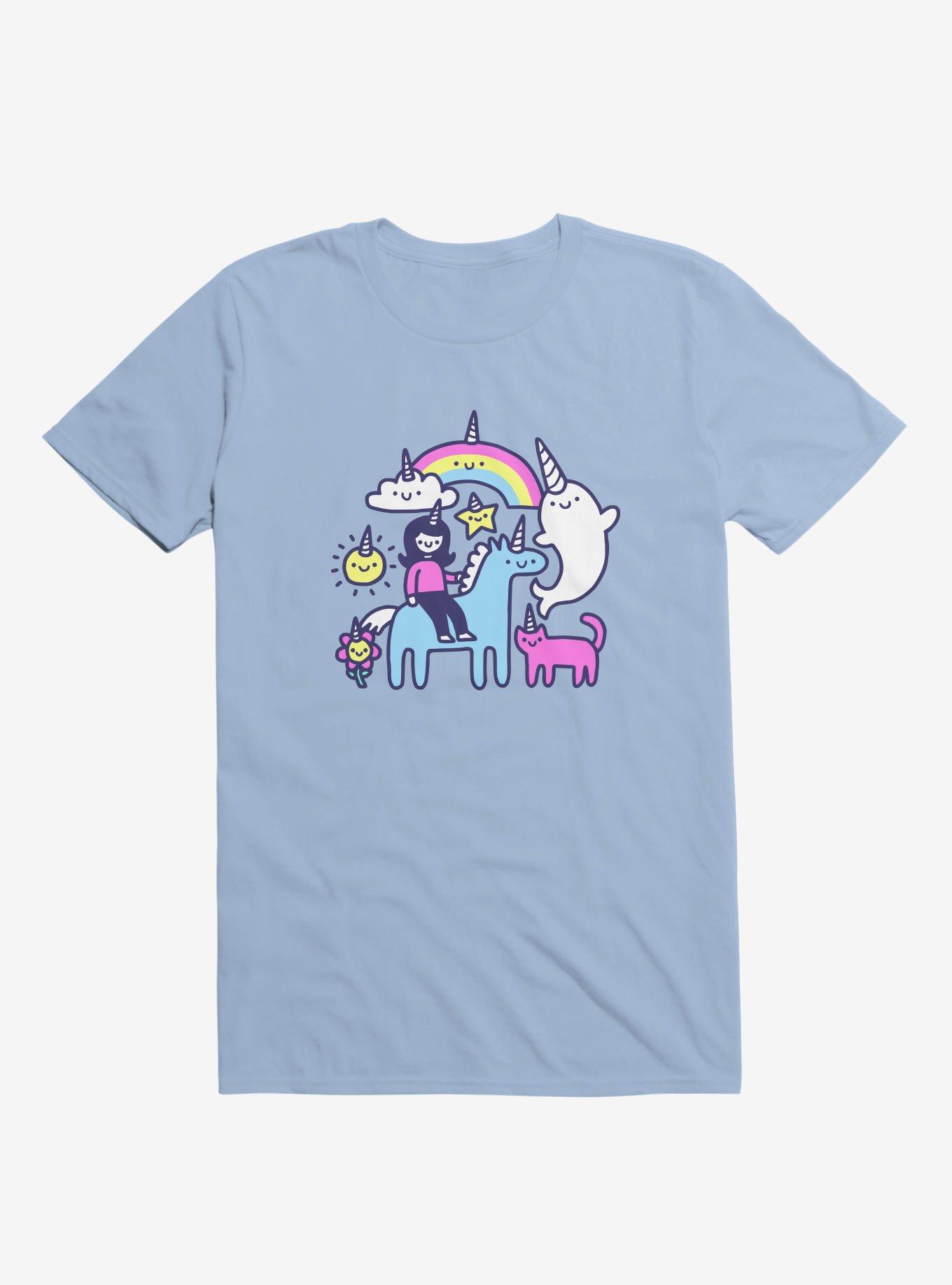 Unicorns Everywhere! Light Blue T-Shirt, , hi-res