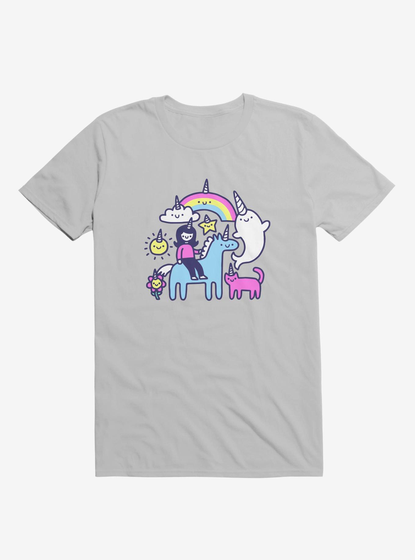 Unicorns Everywhere! Silver T-Shirt, SILVER, hi-res