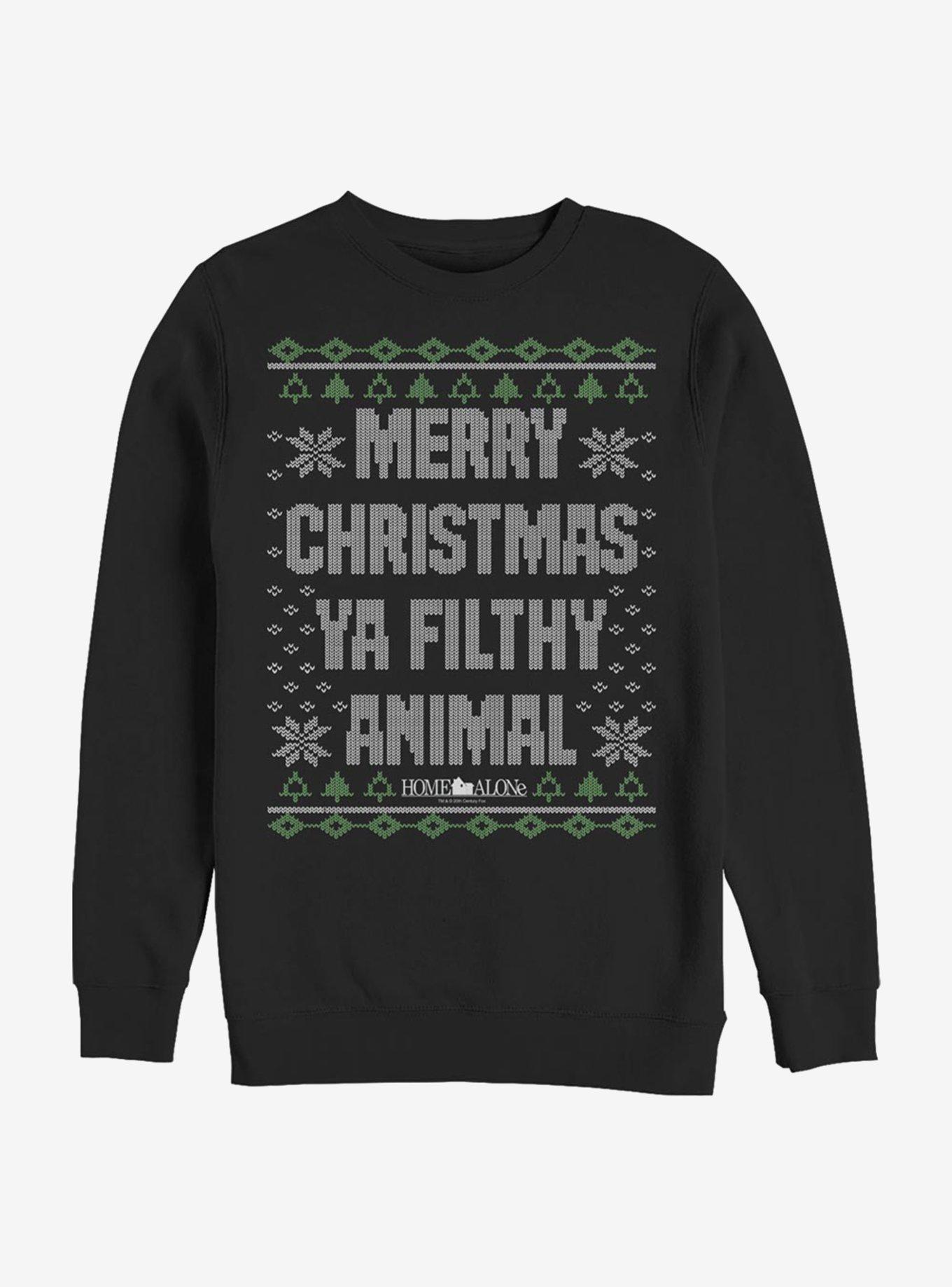 Home Alone Merry Christmas Sweater Pattern Sweatshirt, BLACK, hi-res