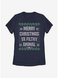 Home Alone Merry Christmas Sweater Pattern Womens T-Shirt, NAVY, hi-res