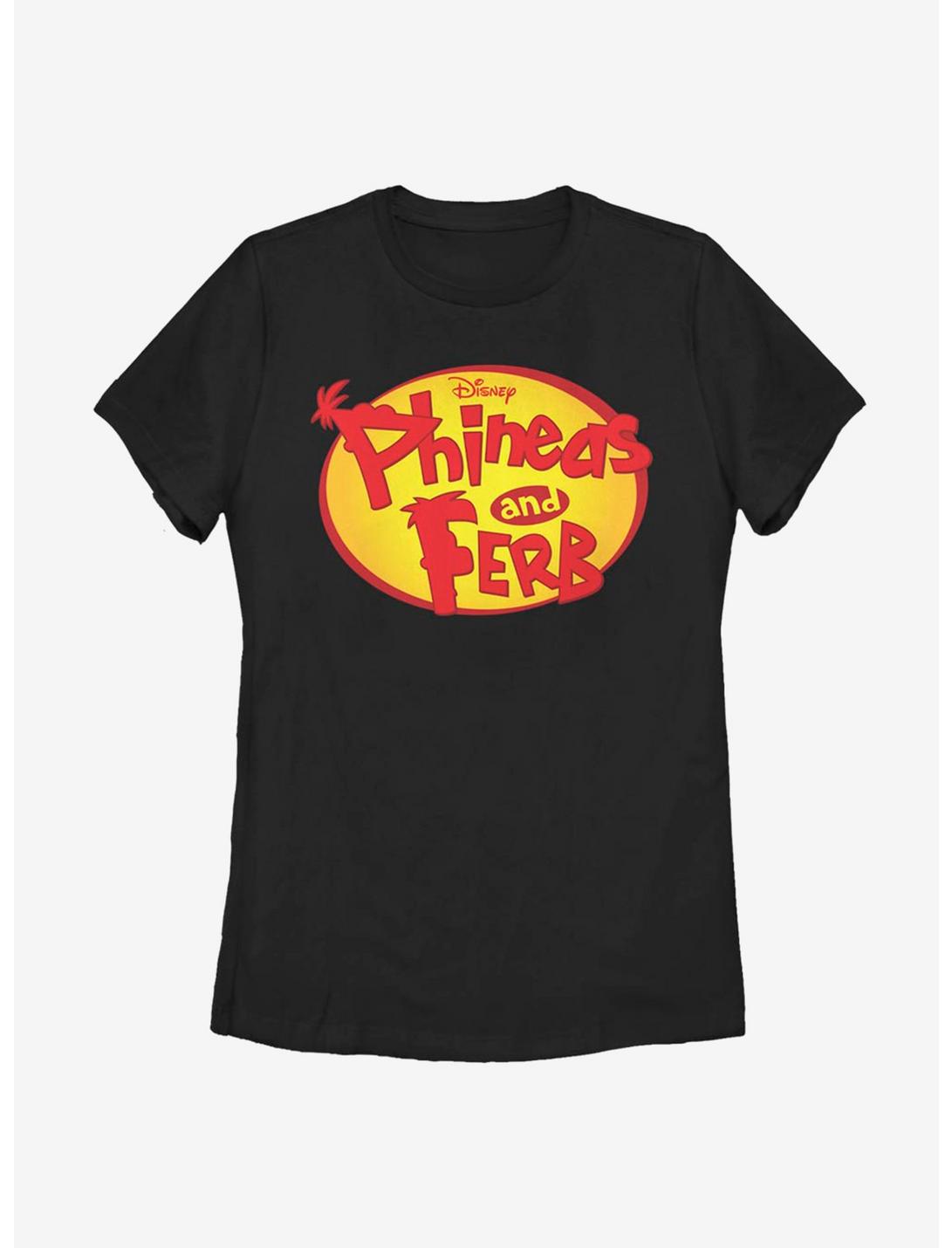 Disney Phineas And Ferb Oval Logo Womens T-Shirt, BLACK, hi-res