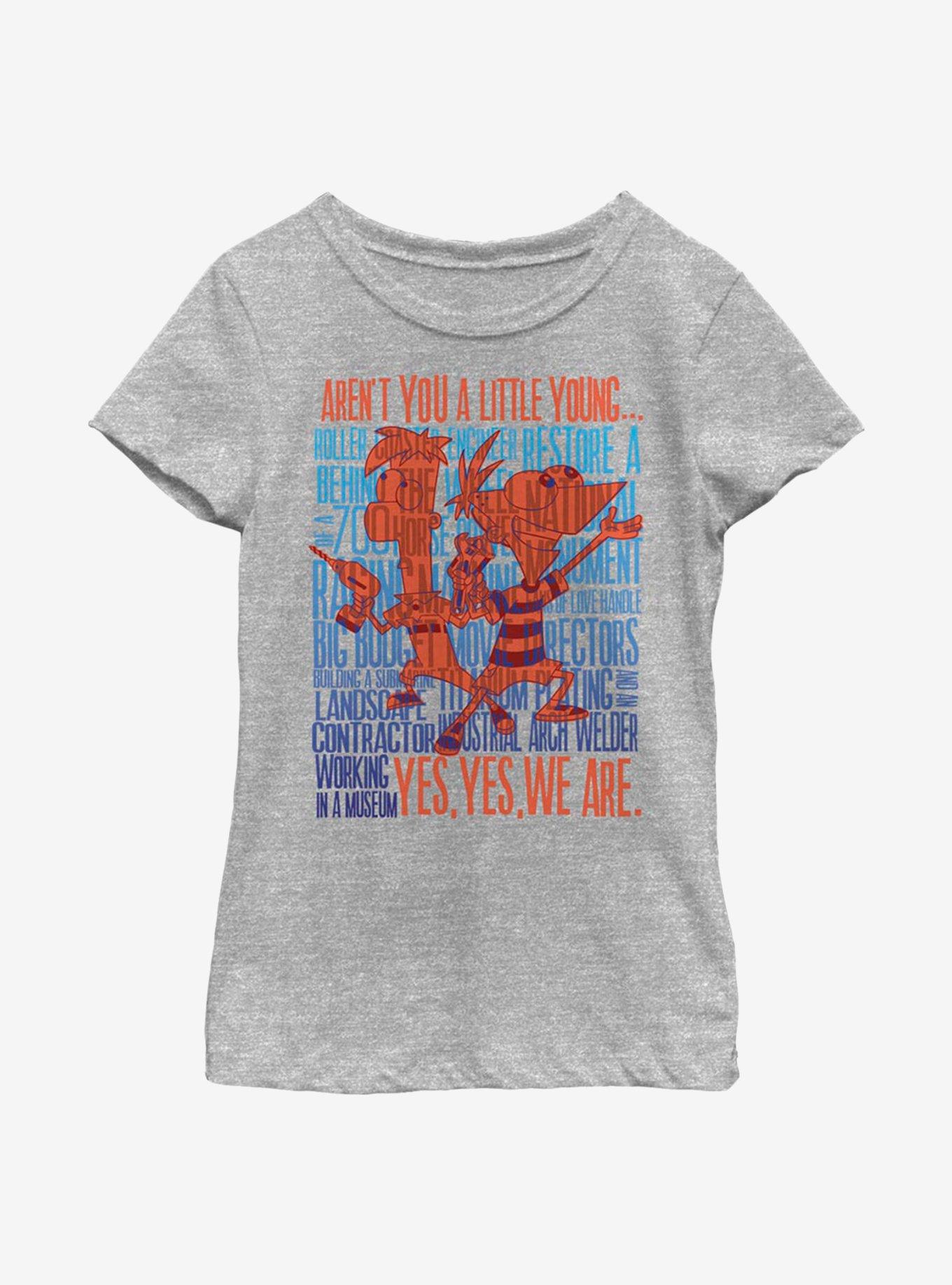 Disney Phineas And Ferb A Little Young Youth Girls T-Shirt, ATH HTR, hi-res