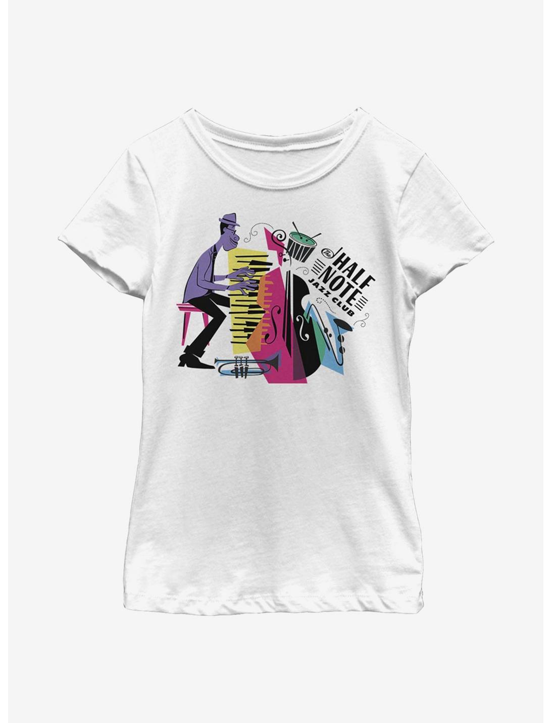 Disney Pixar Soul Half Note Jazz Club Badge Youth Girls T-Shirt, WHITE, hi-res