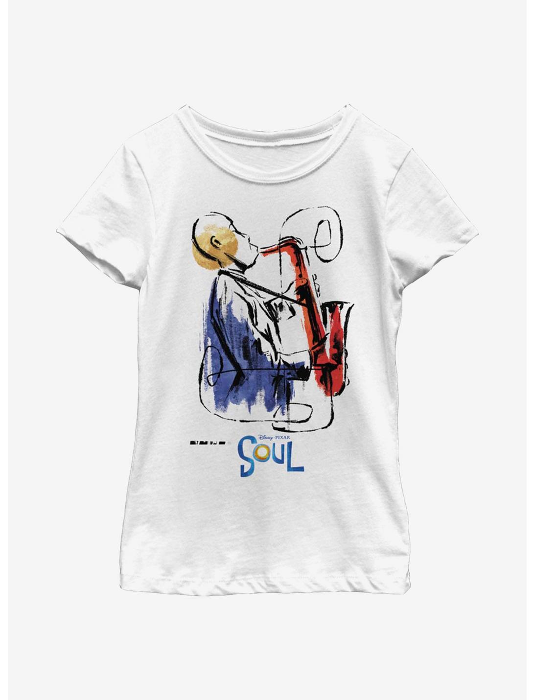 Disney Pixar Soul Saxophone Painting Youth Girls T-Shirt, WHITE, hi-res