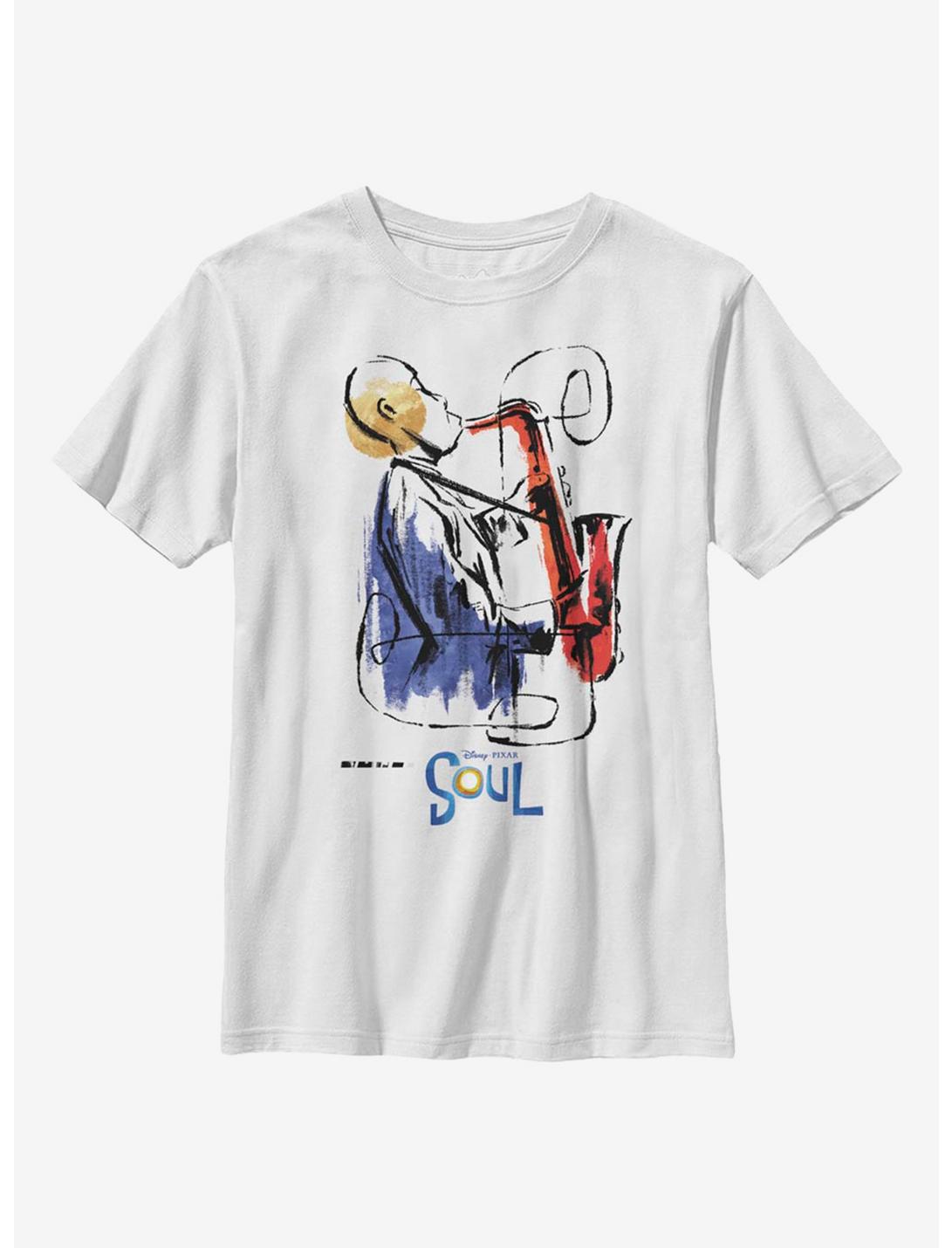 Disney Pixar Soul Saxophone Painting Youth T-Shirt, WHITE, hi-res