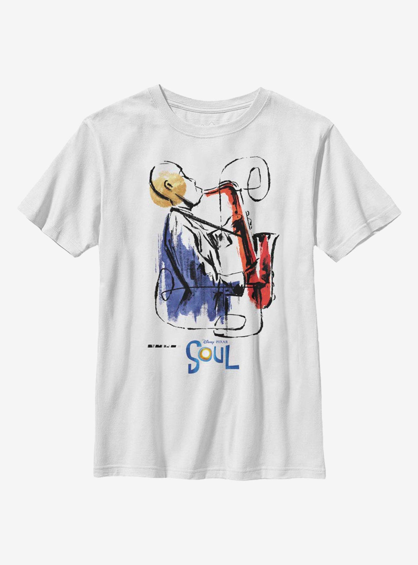 Disney Pixar Soul Saxophone Painting Youth T-Shirt, WHITE, hi-res