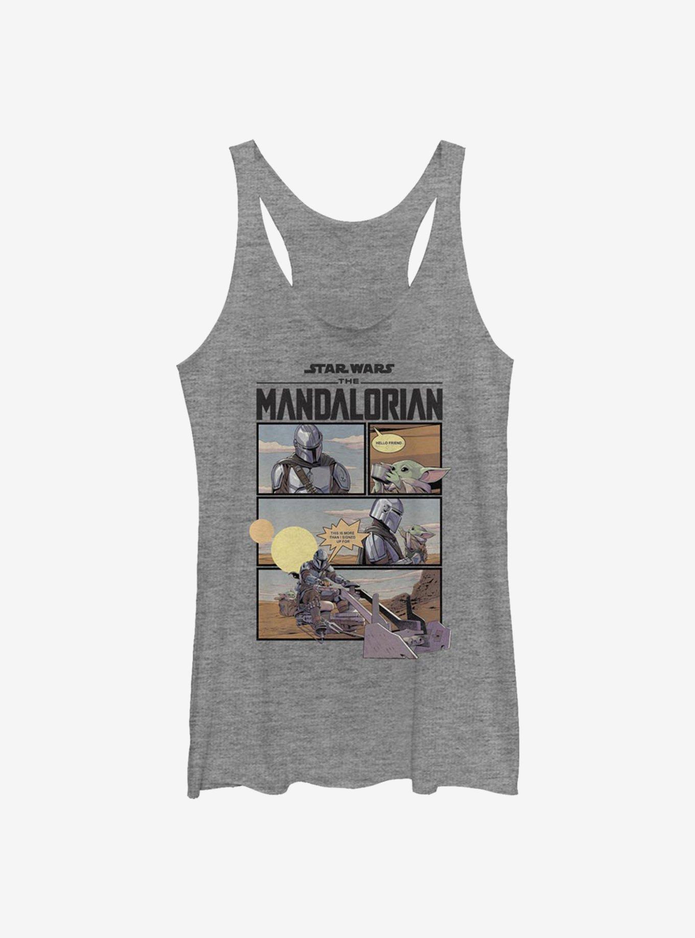 Star Wars The Mandalorian Mando And The Child Comic Girls Tank, GRAY HTR, hi-res