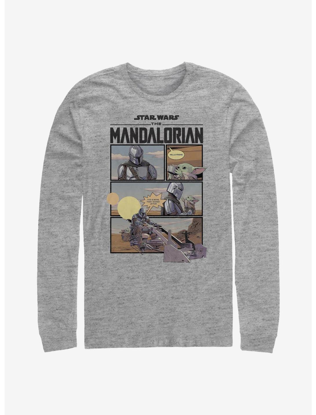 Star Wars The Mandalorian Mando And The Child Comic Long-Sleeve T-Shirt, ATH HTR, hi-res