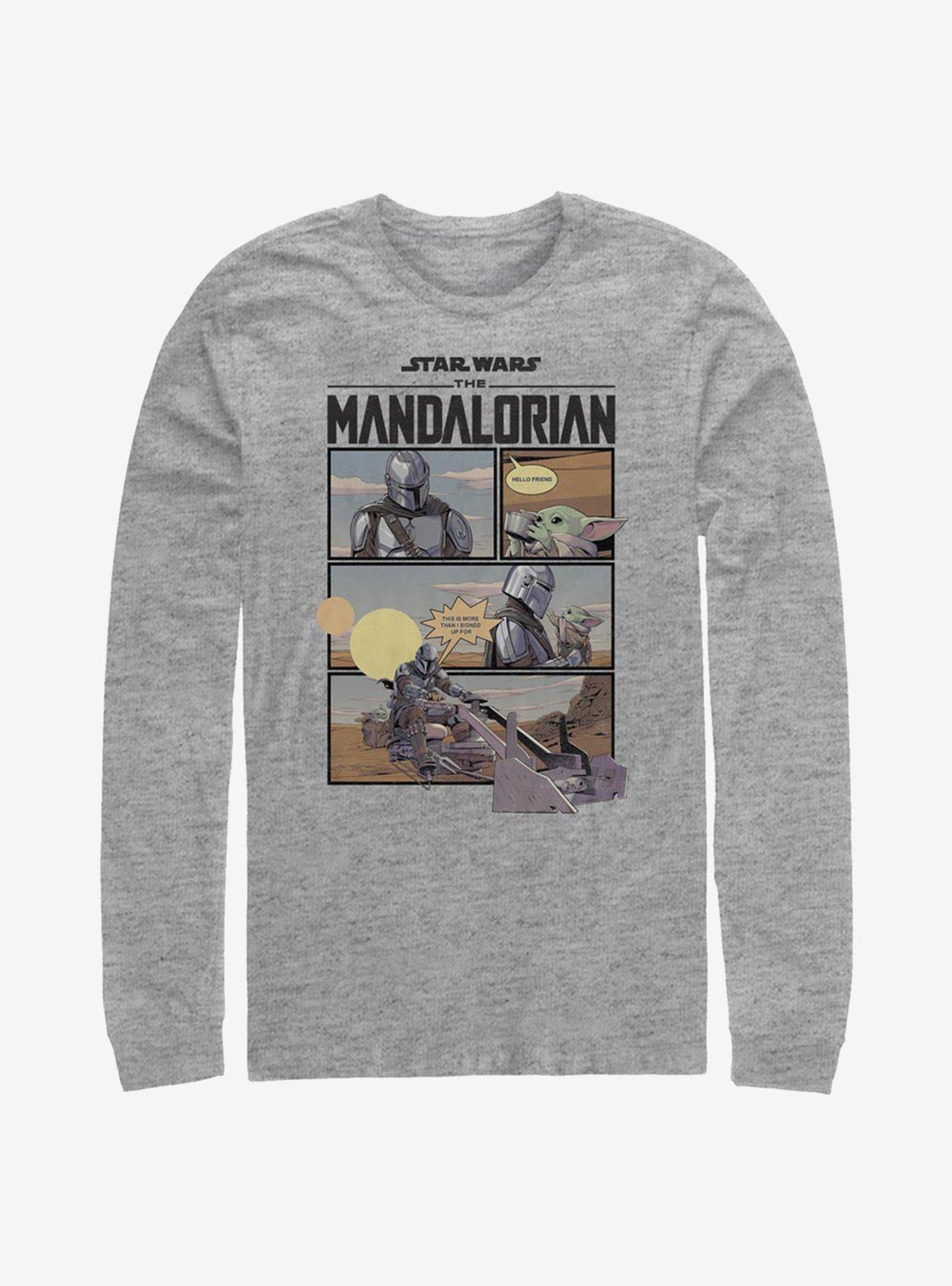 Star Wars The Mandalorian Mando And The Child Comic Long-Sleeve T-Shirt, ATH HTR, hi-res