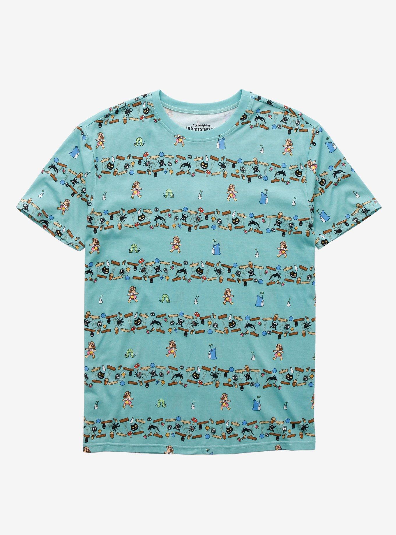 Studio Ghibli My Neighbor Totoro Allover Print Linear T-Shirt - BoxLunch Exclusive, MINT GREEN, hi-res