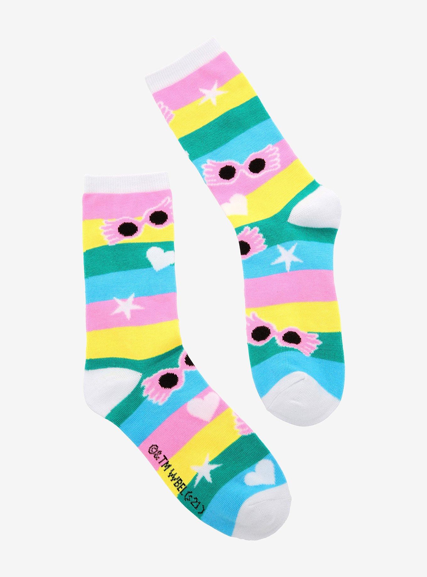 Harry Potter Luna Rainbow Stripe Crew Socks, , hi-res