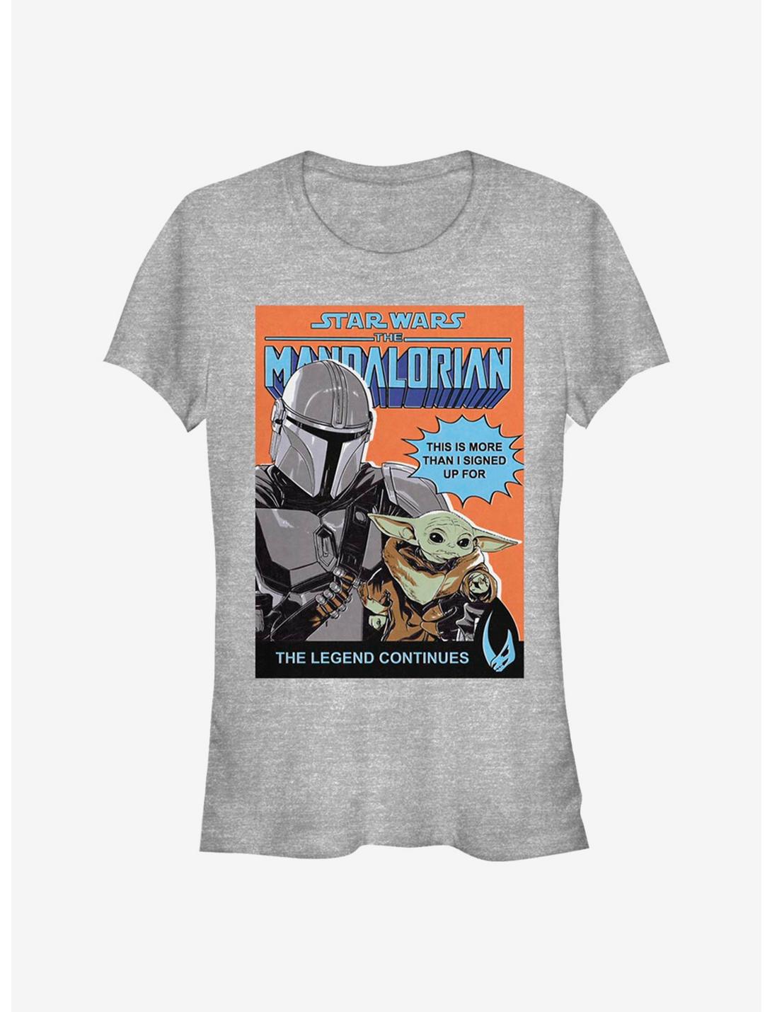 Star Wars The Mandalorian Signed Up For The Child Comic Poster Girls T-Shirt, ATH HTR, hi-res